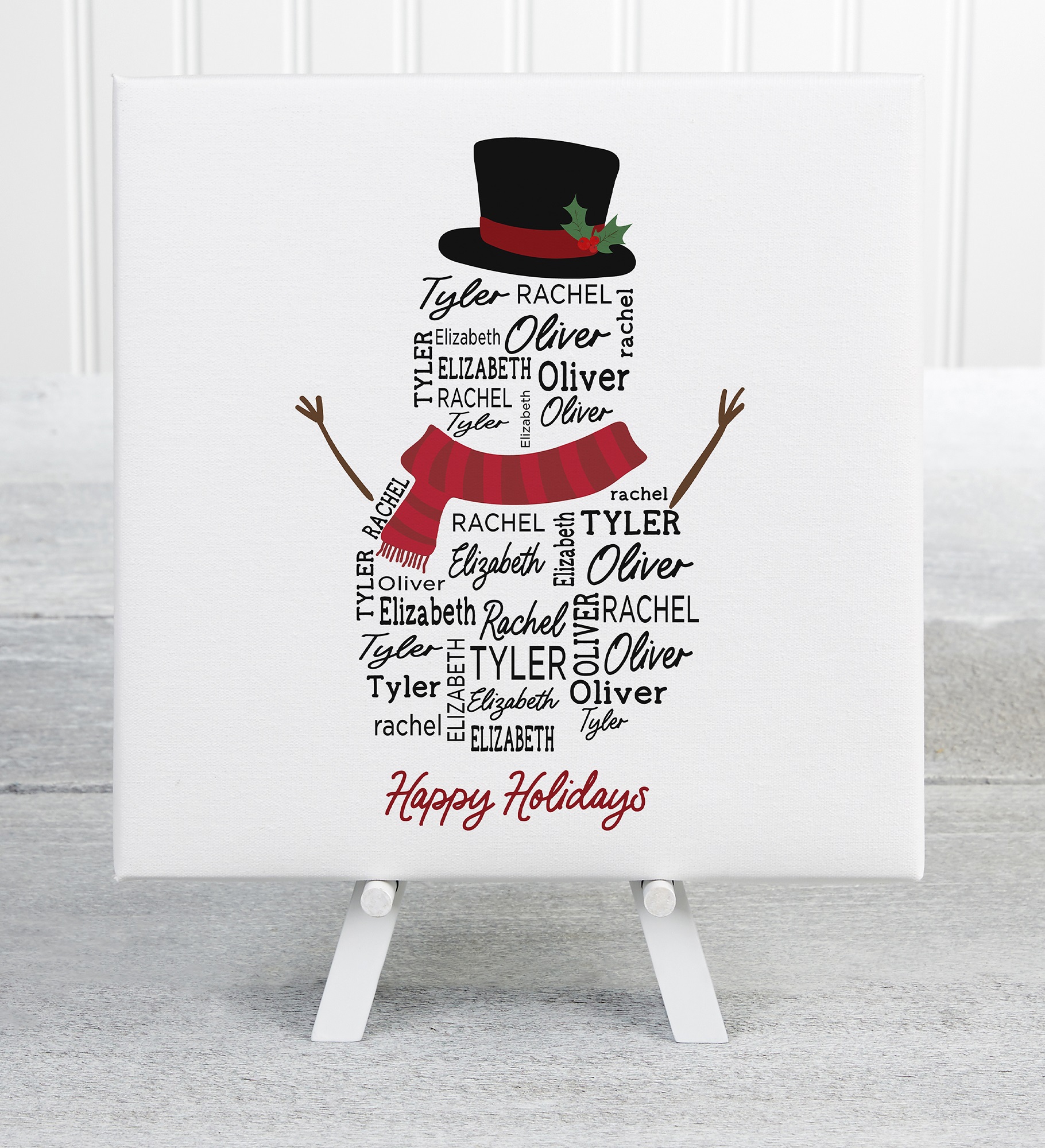 Snowman Repeating Name Personalized Canvas 