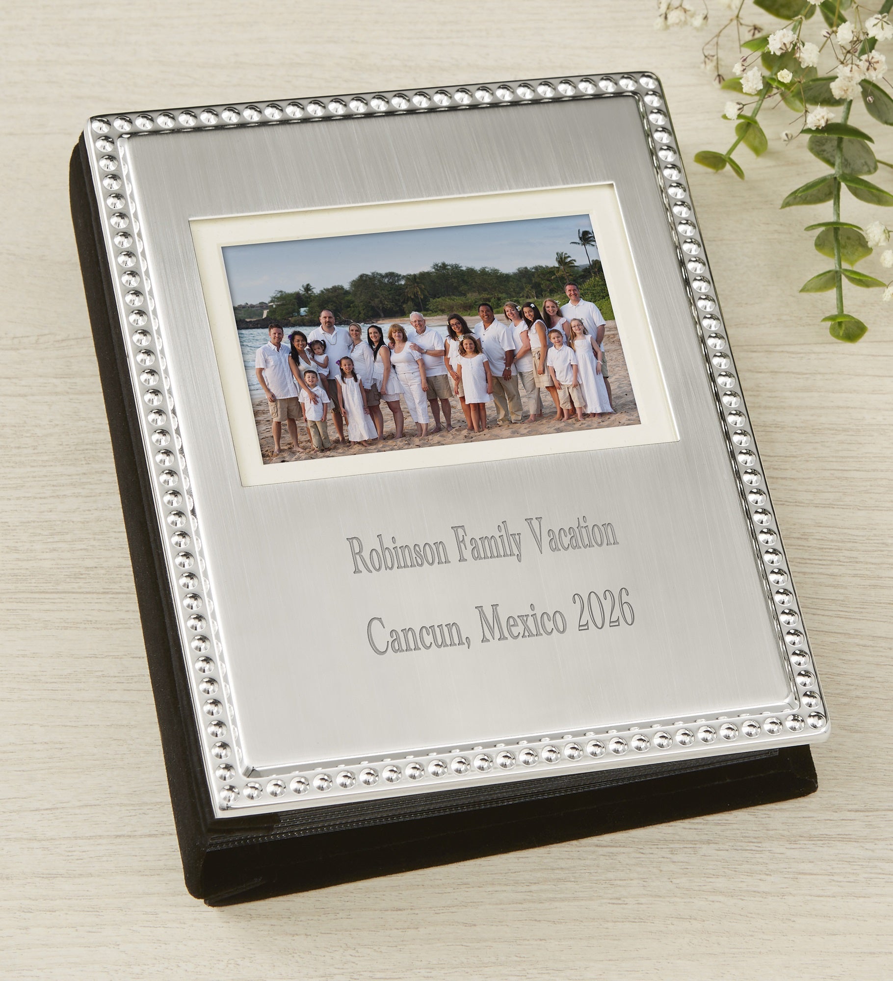 All Occasion Engraved Silver Beaded Mini Photo Album