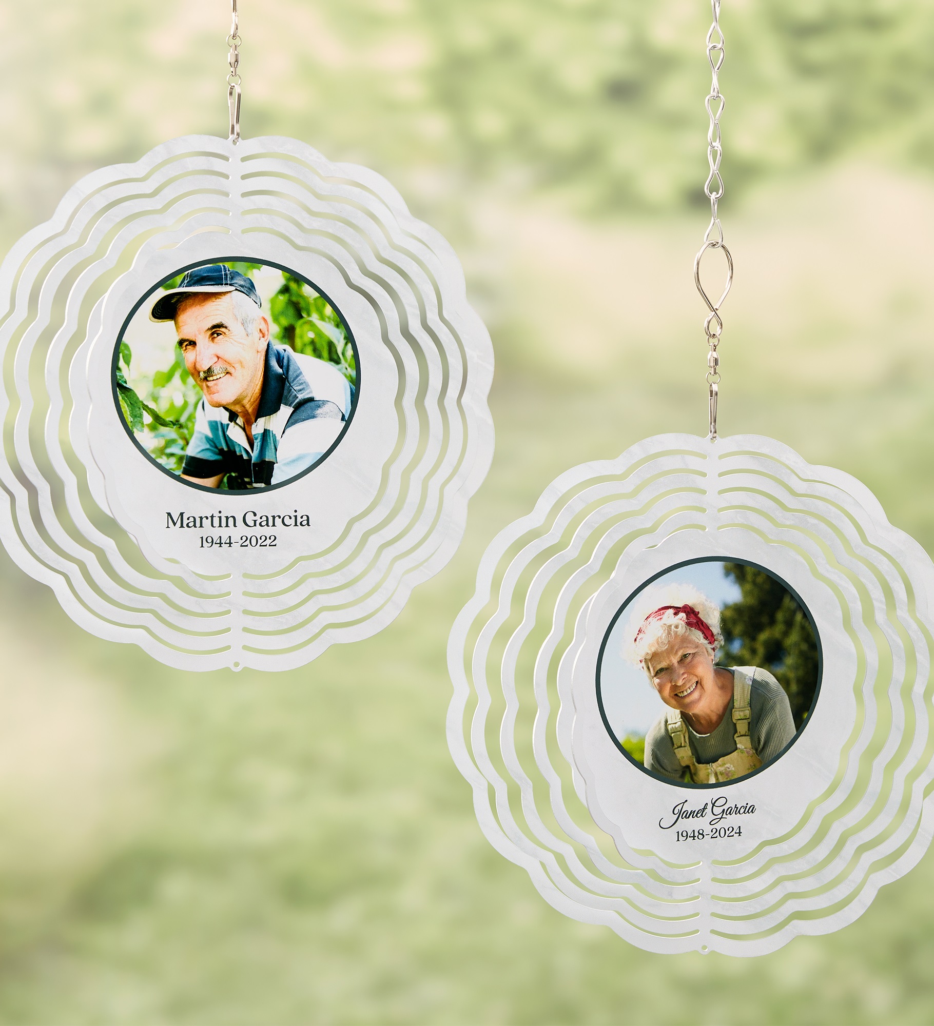 Double Photo Memorial Personalized Wind Spinner 