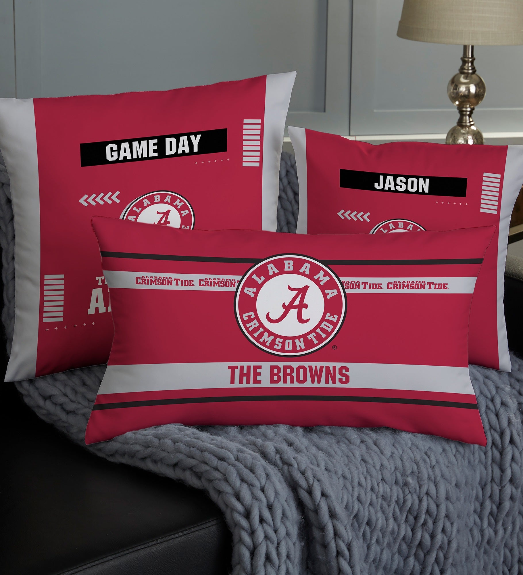 NCAA Alabama Crimson Tide Classic Personalized Throw Pillow