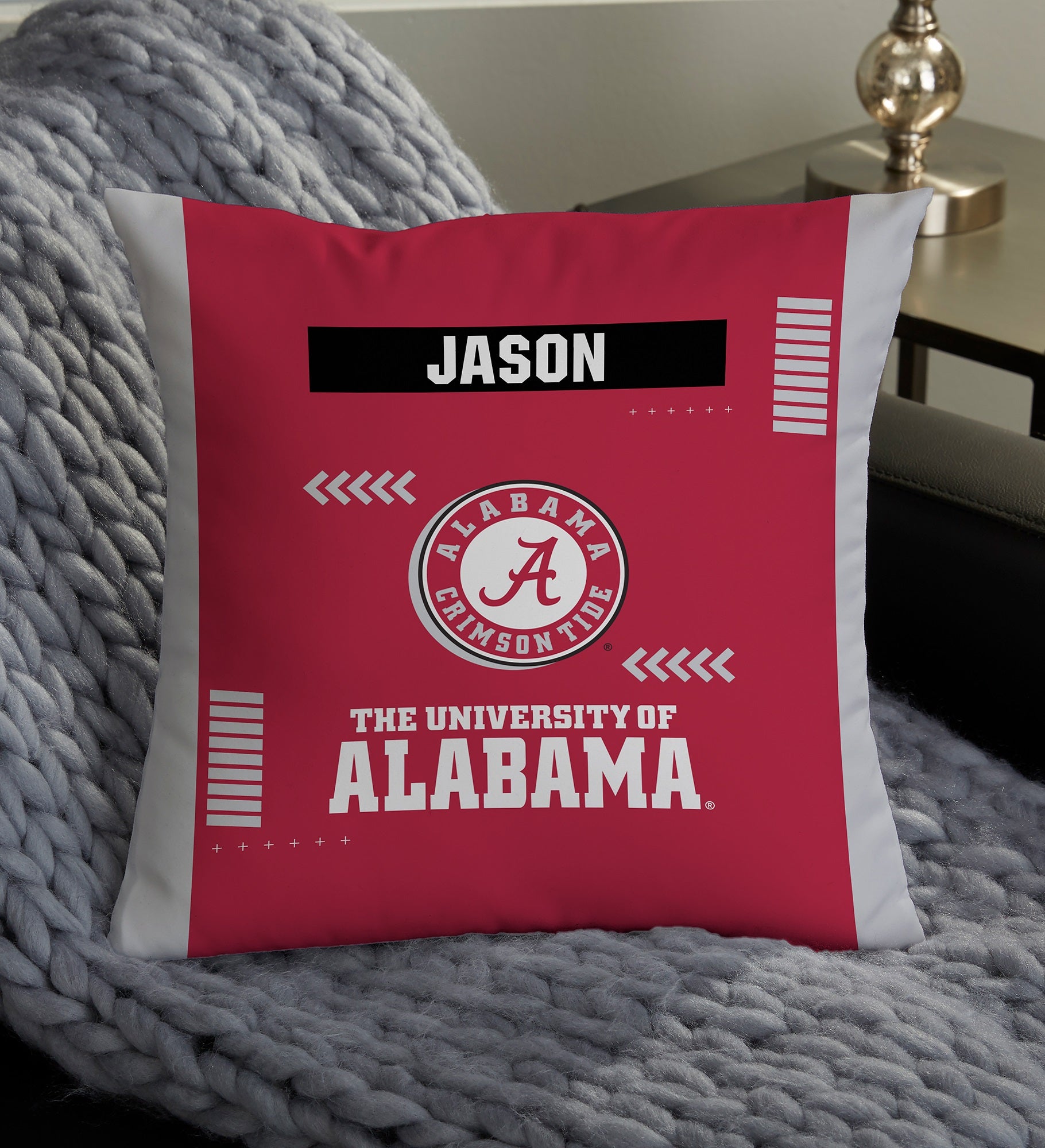 NCAA Alabama Crimson Tide Classic Personalized Throw Pillow