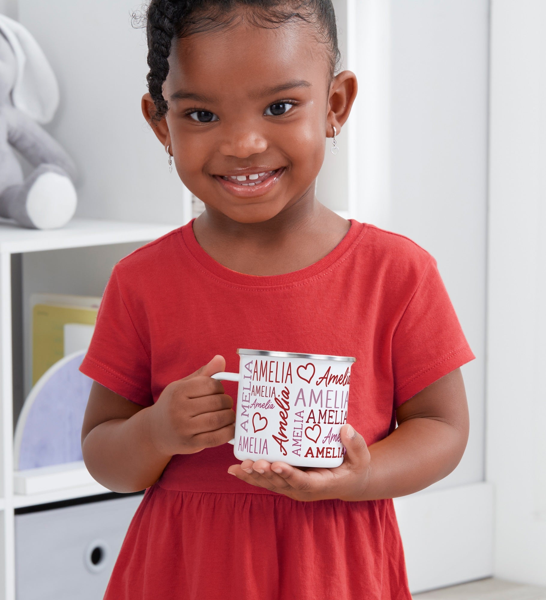Repeating Name Heart Personalized Enamel Mug