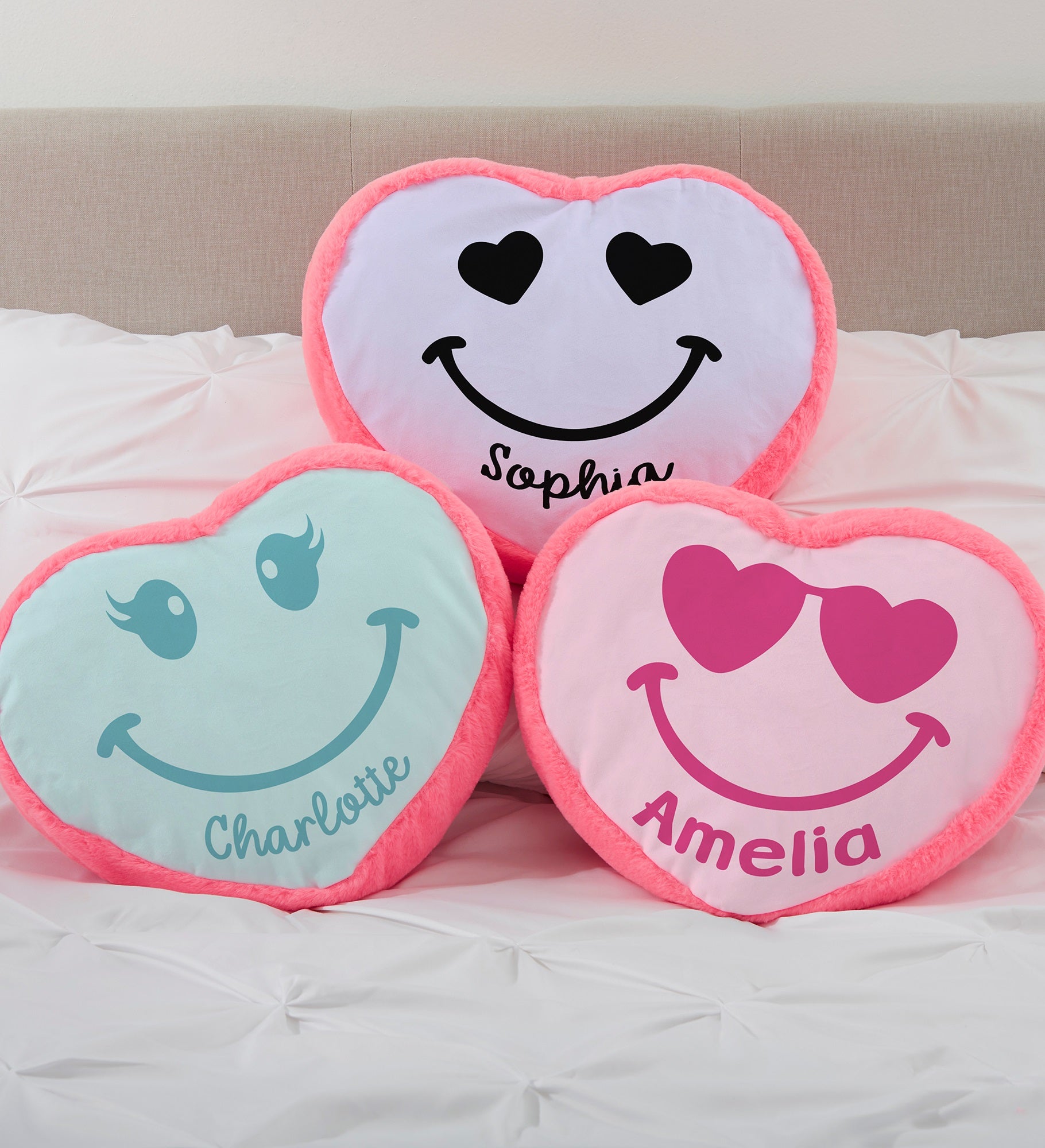 Smiling Heart Personalized Pink Heart Throw Pillow