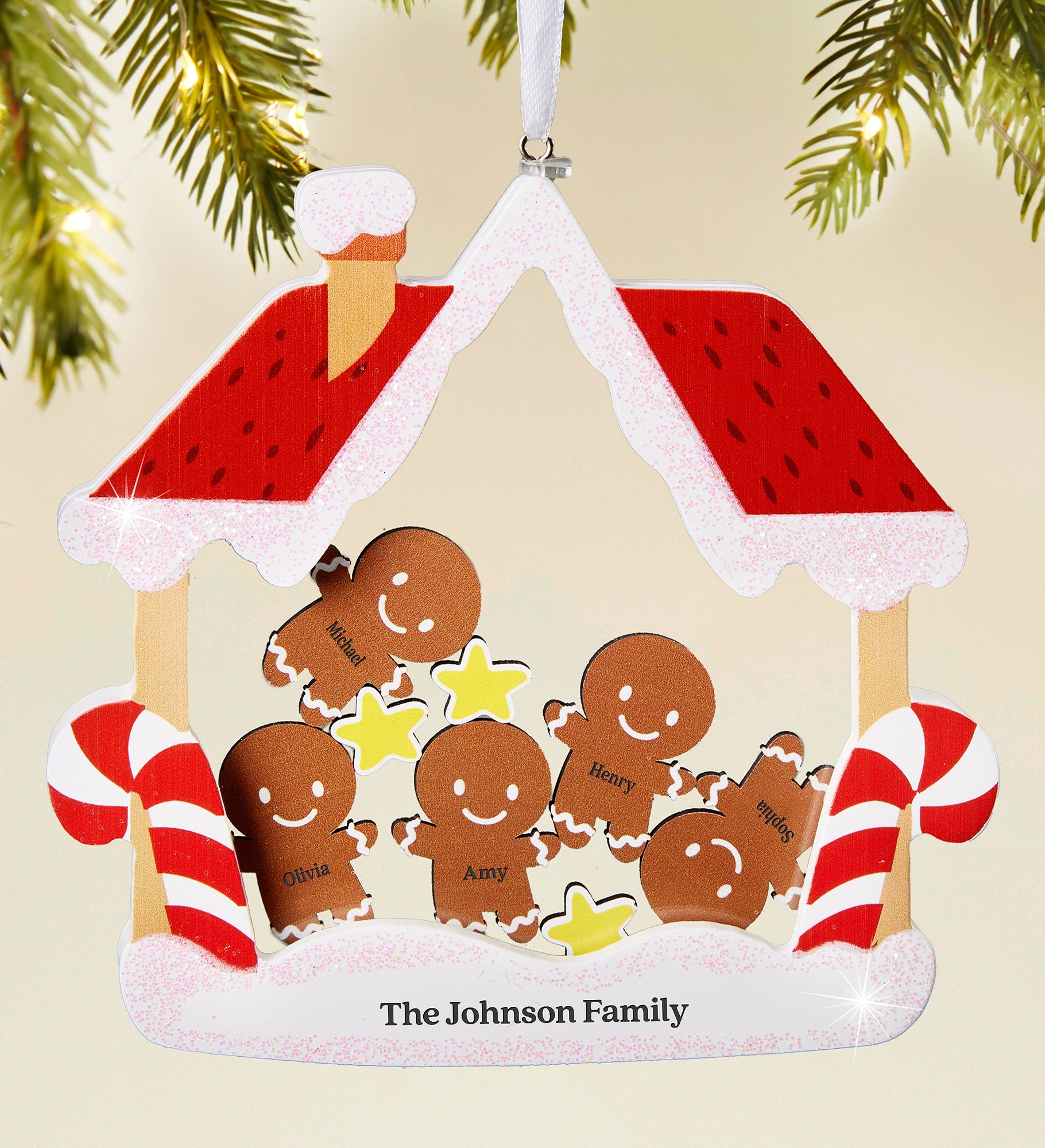 Gingerbread Personalized Family Wood Shaker Ornament