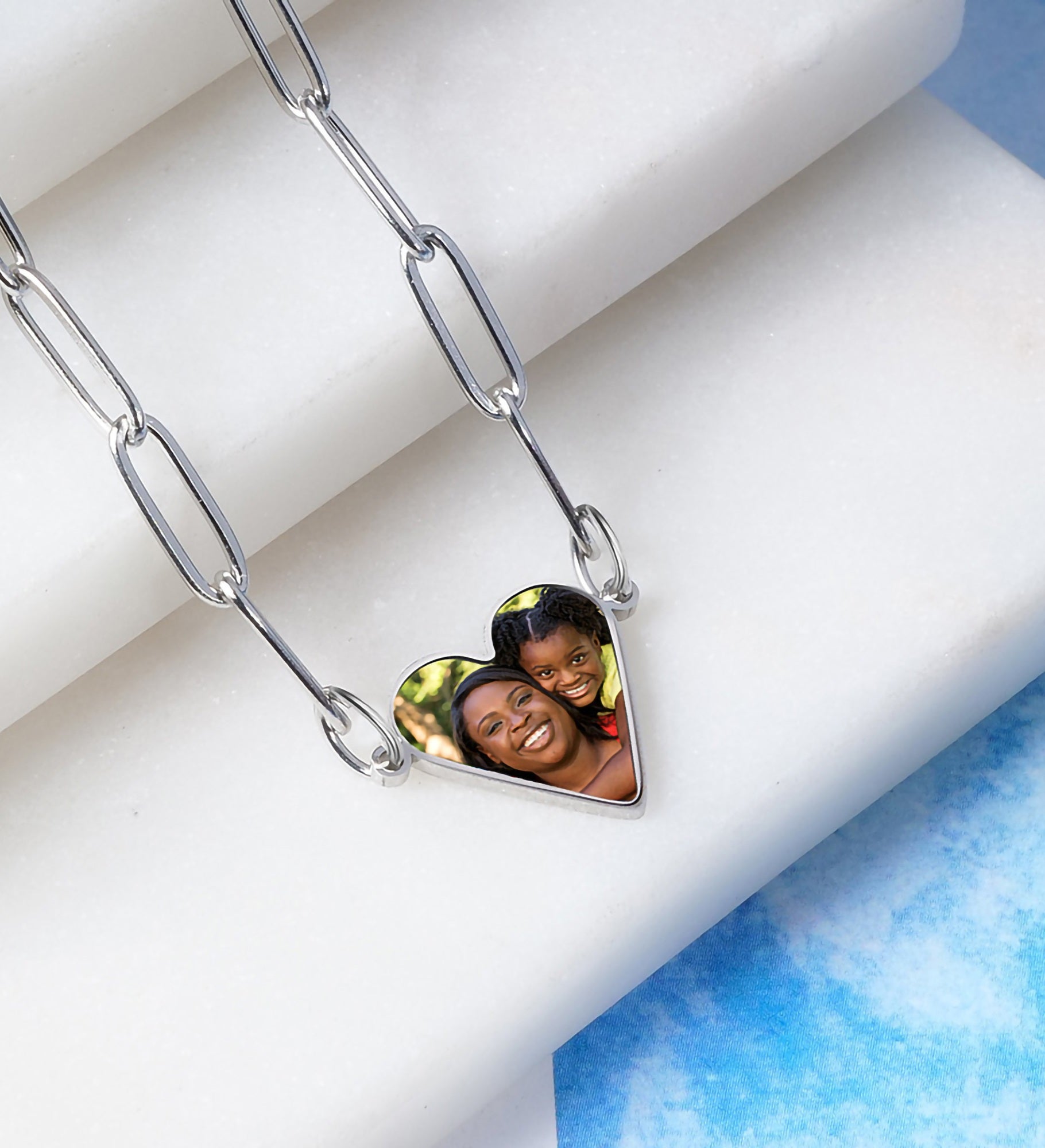 Personalized Photo Heart Chain Necklace
