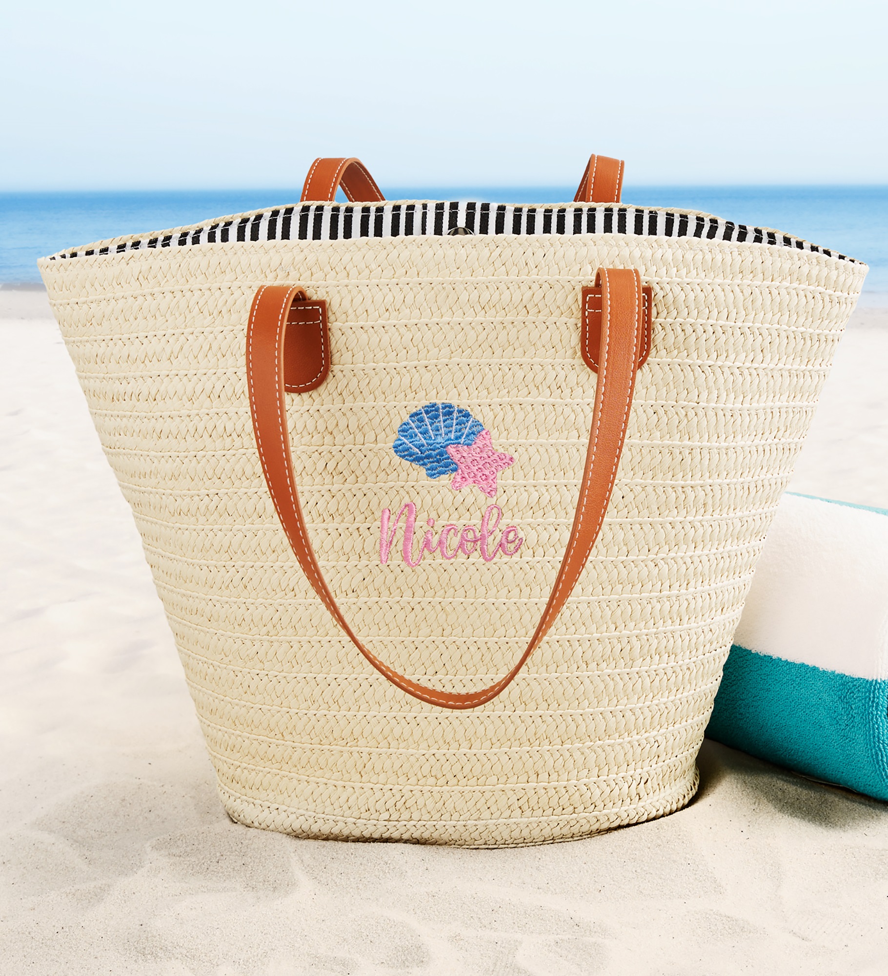 Beach Fun Personalized Straw Beach Bag