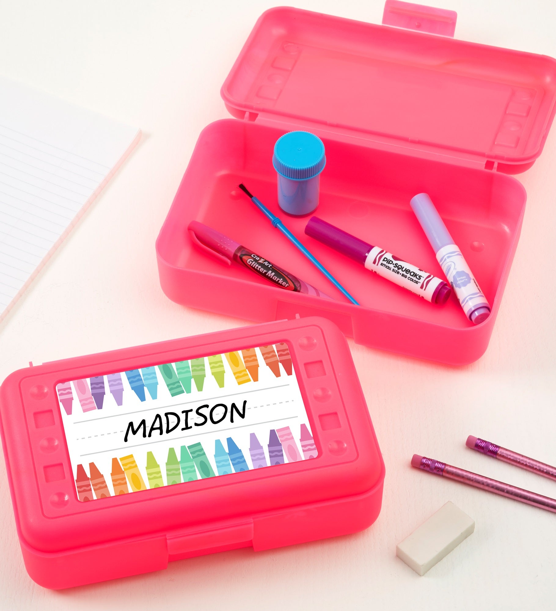 Watercolor Crayons Personalized Pencil Box