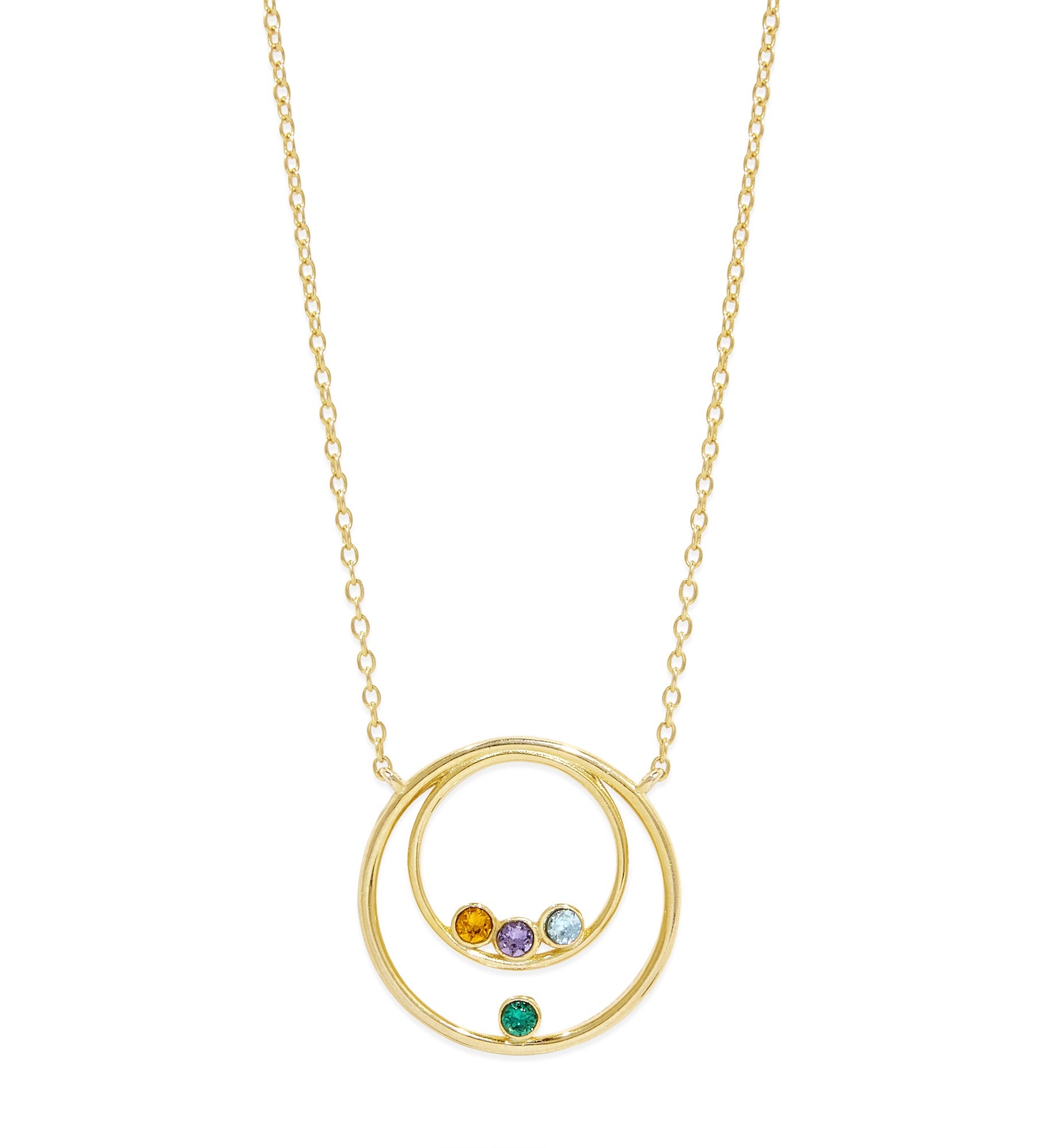 Custom Mother and Child Circle Birthstone Necklace