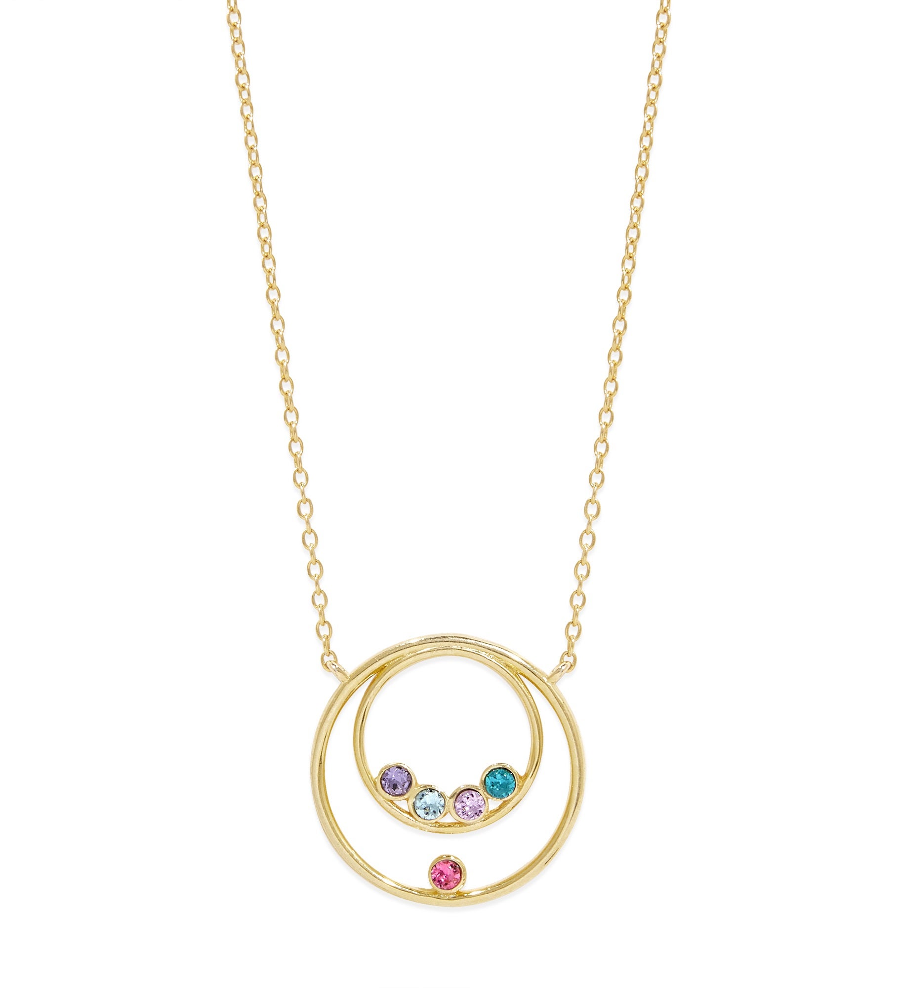 Custom Mother and Child Circle Birthstone Necklace
