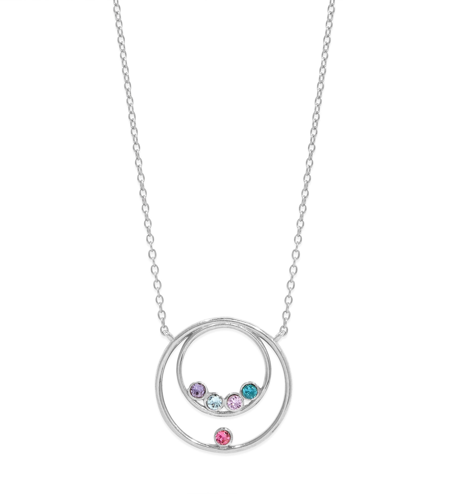Custom Mother and Child Circle Birthstone Necklace
