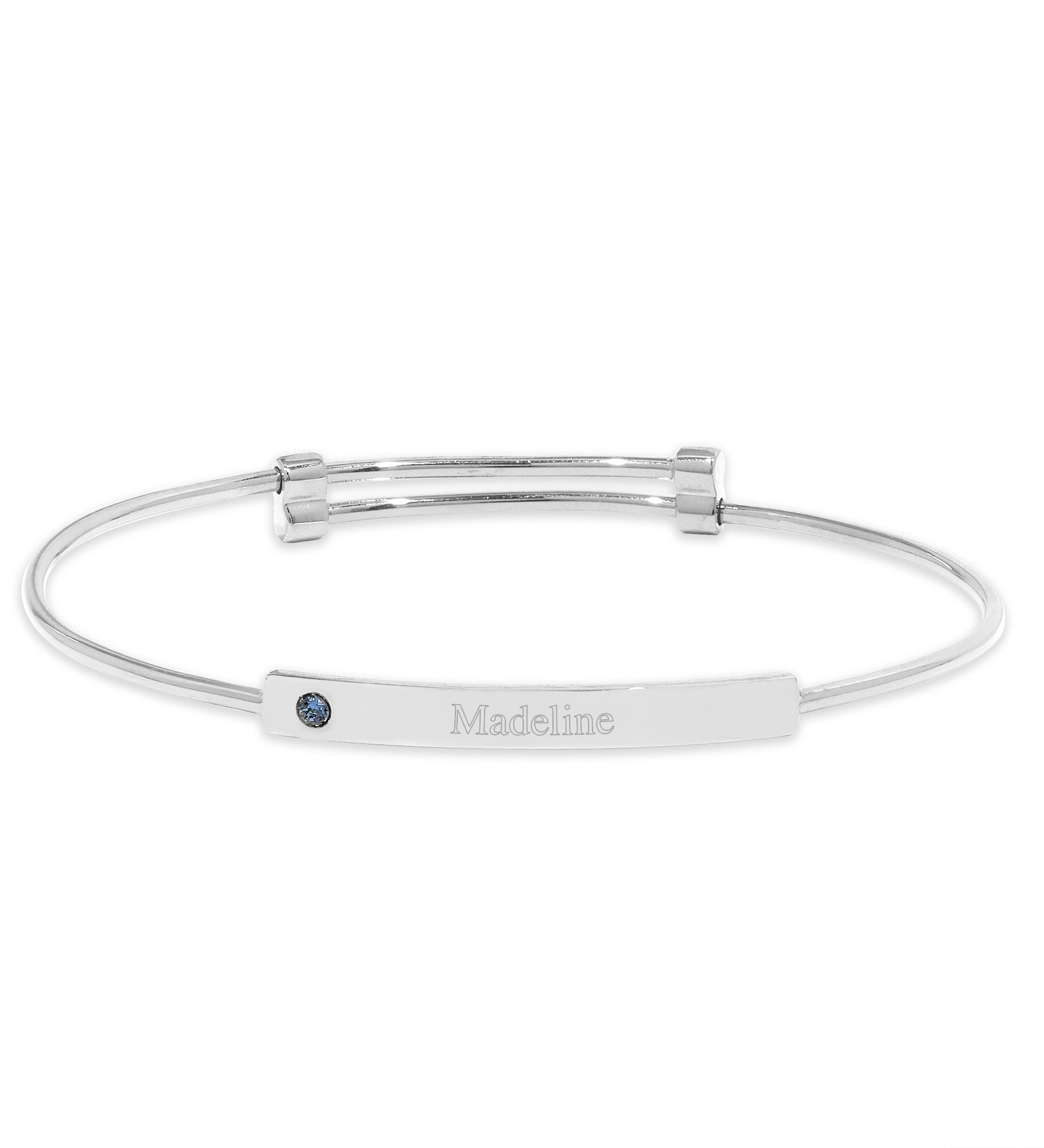 Custom Birthstone Engravable Bar Bangle Bracelet