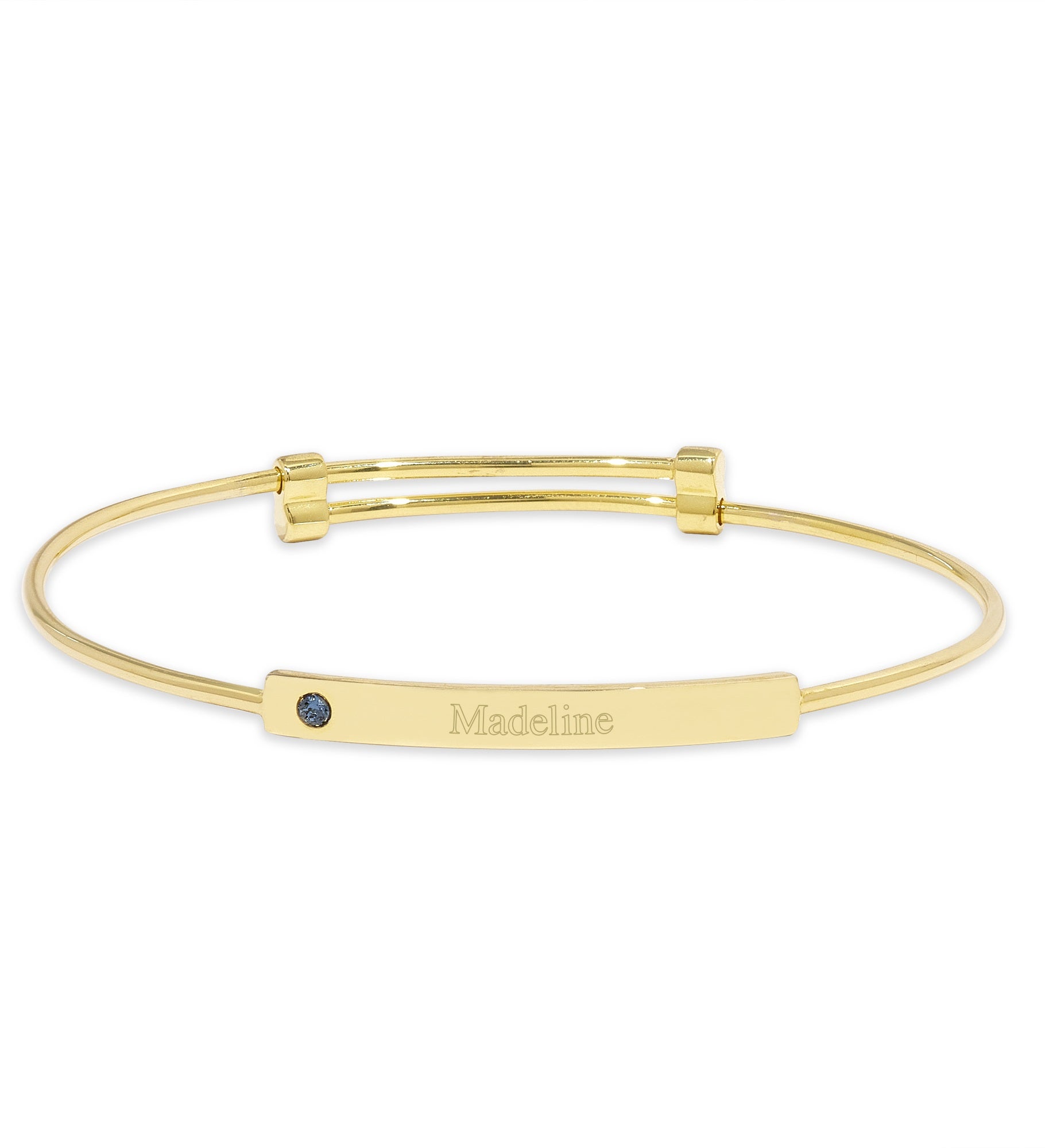 Custom Birthstone Engravable Bar Bangle Bracelet