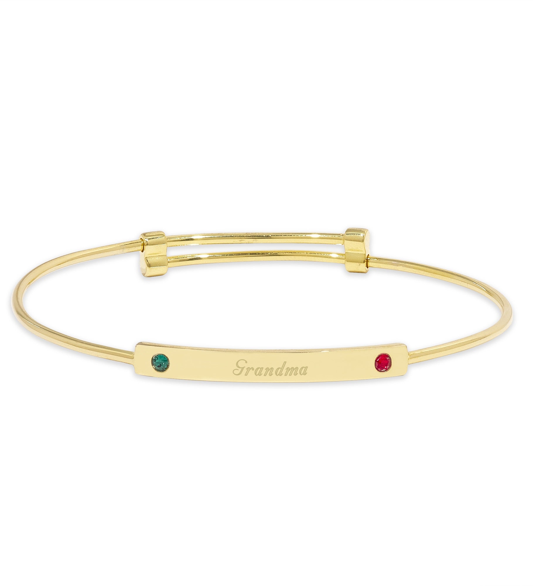 Custom Birthstone Engravable Bar Bangle Bracelet