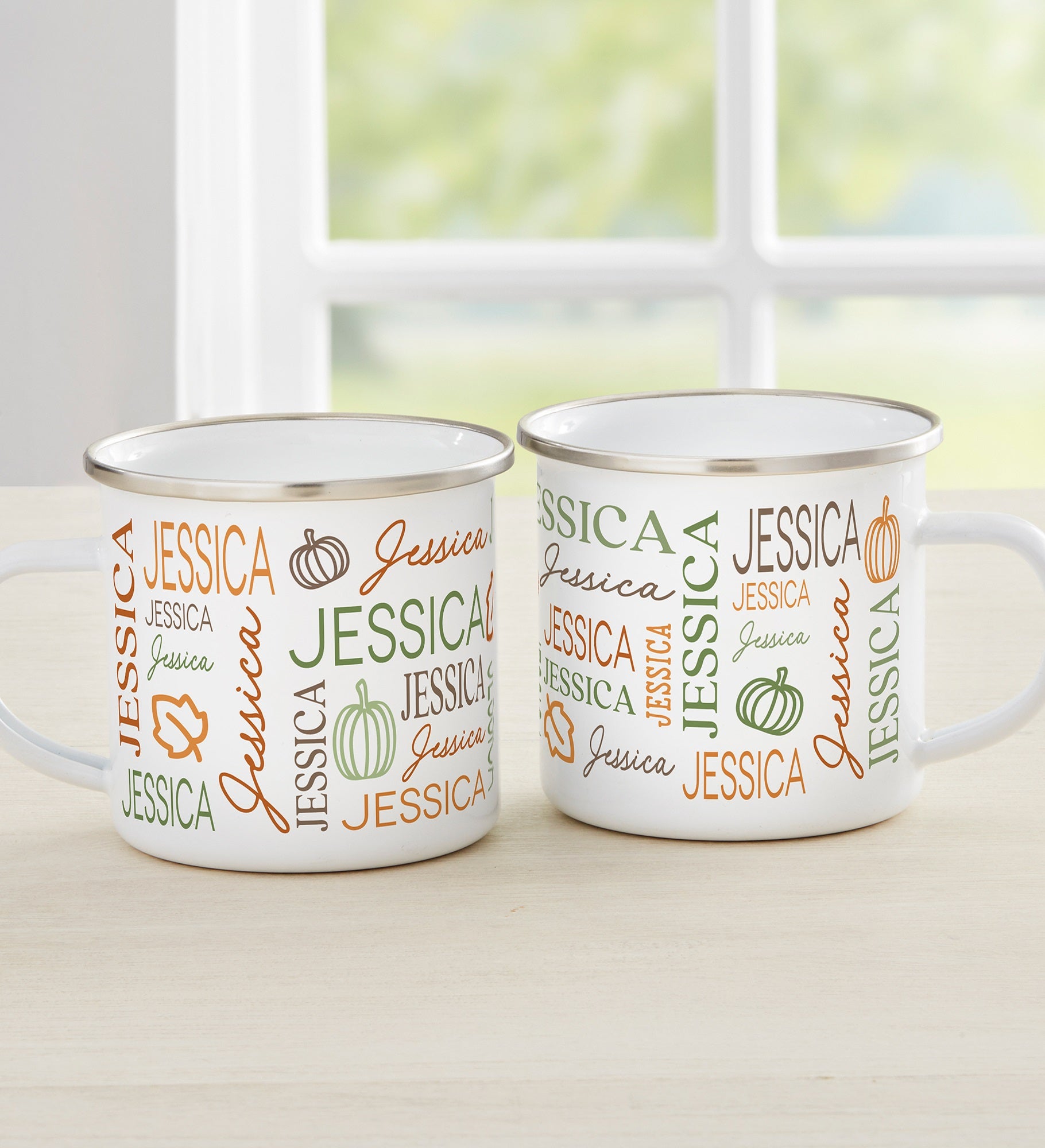 Fall Repeating Name Personalized Camping Mug