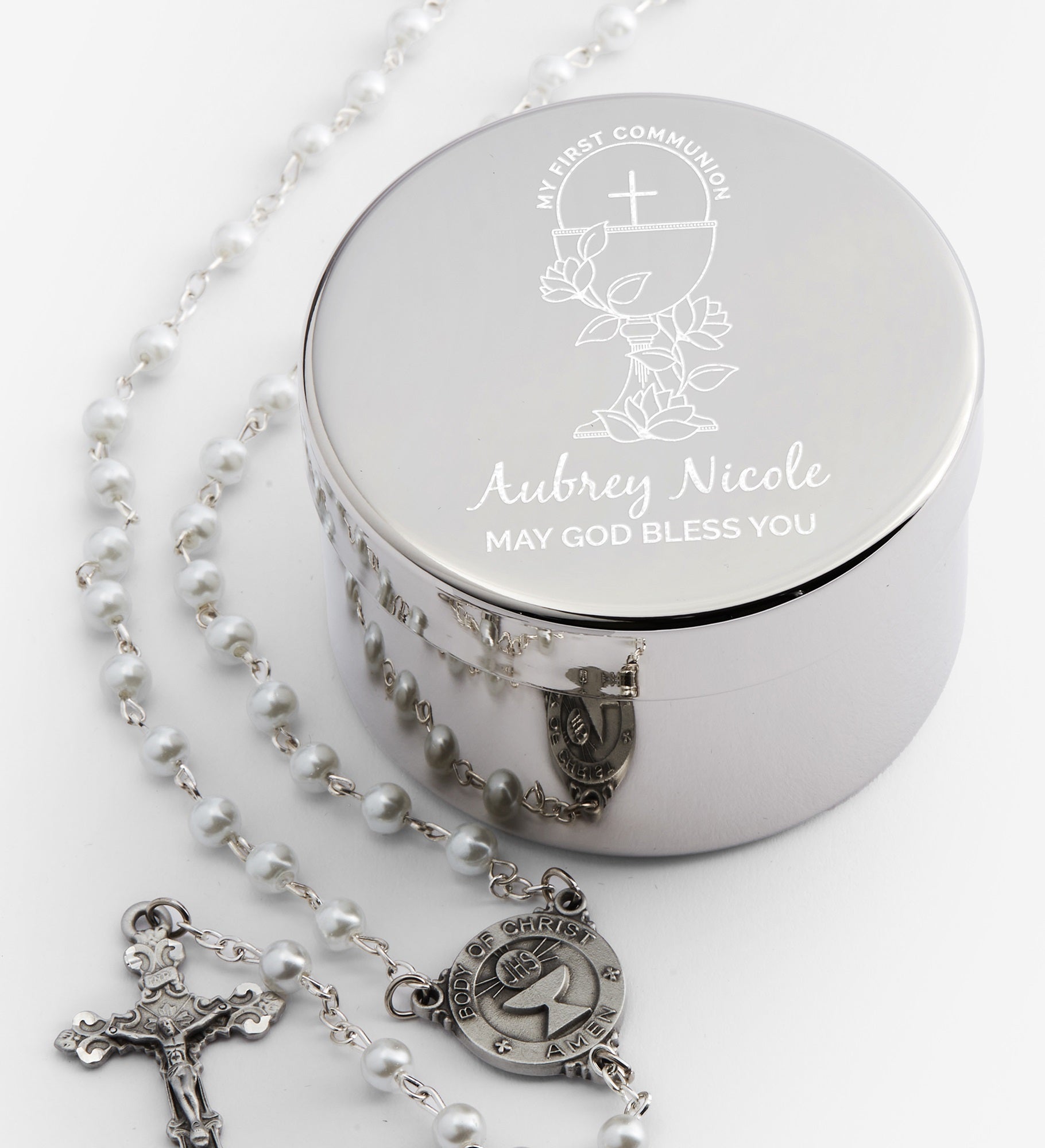 First Communion Icons Personalized Rosary Case