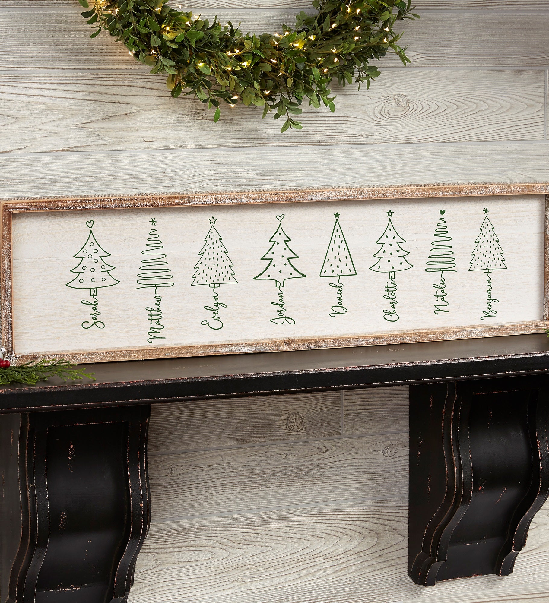 Scripted Christmas Tree Personalized Barnwood Frame Wall Art