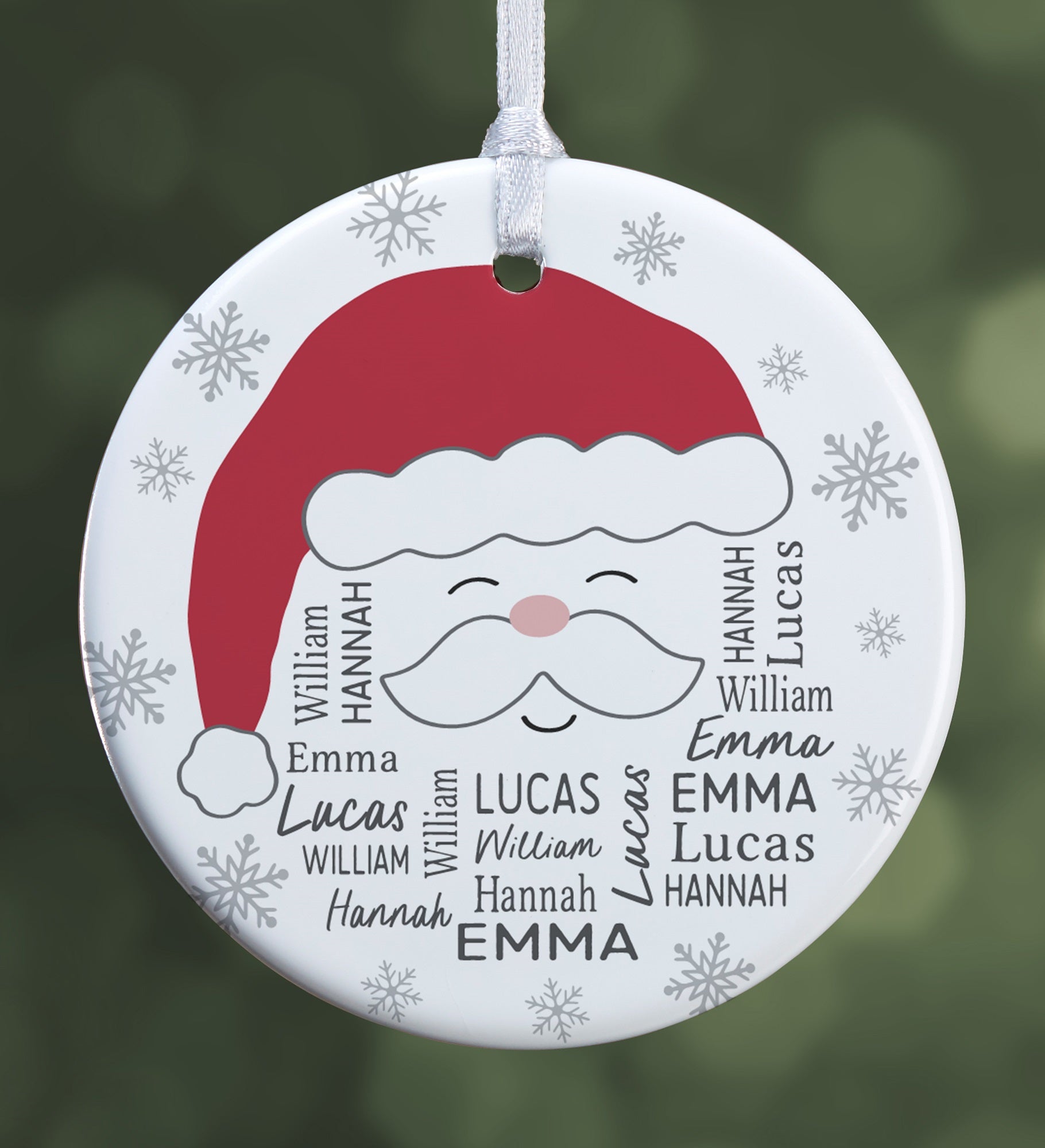 Santa Repeating Name Personalized Ornament