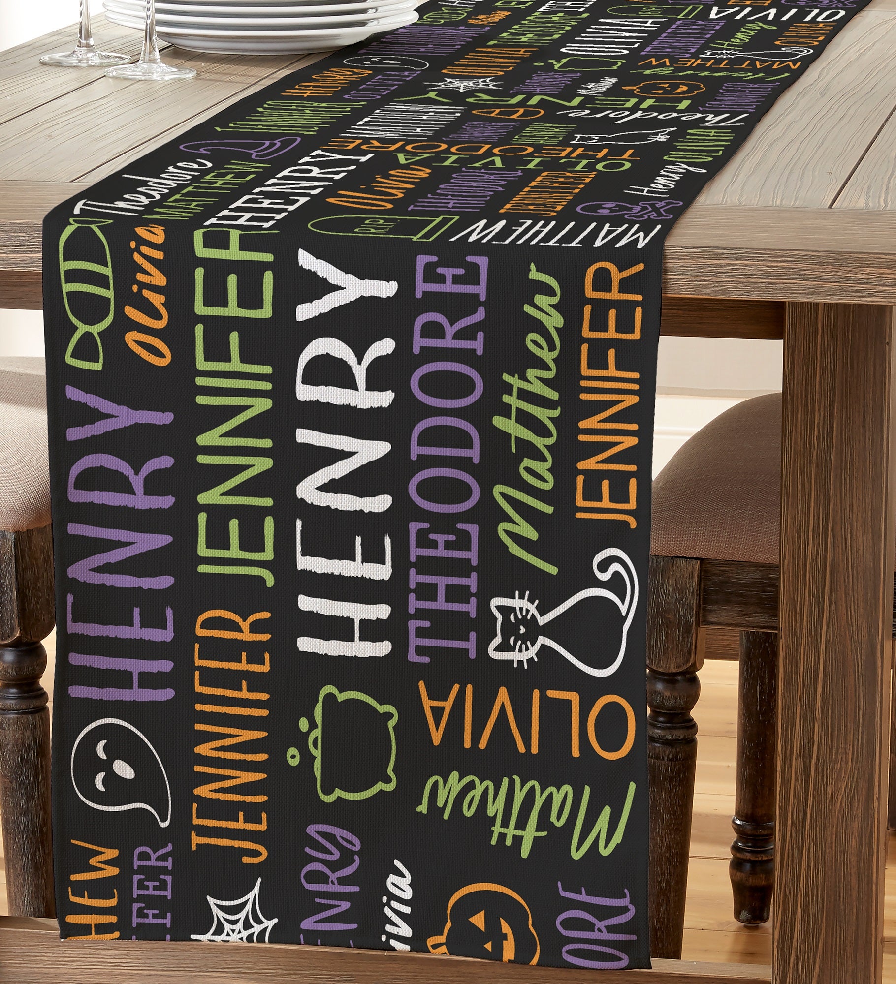 Halloween Repeating Name Personalized Table Runner