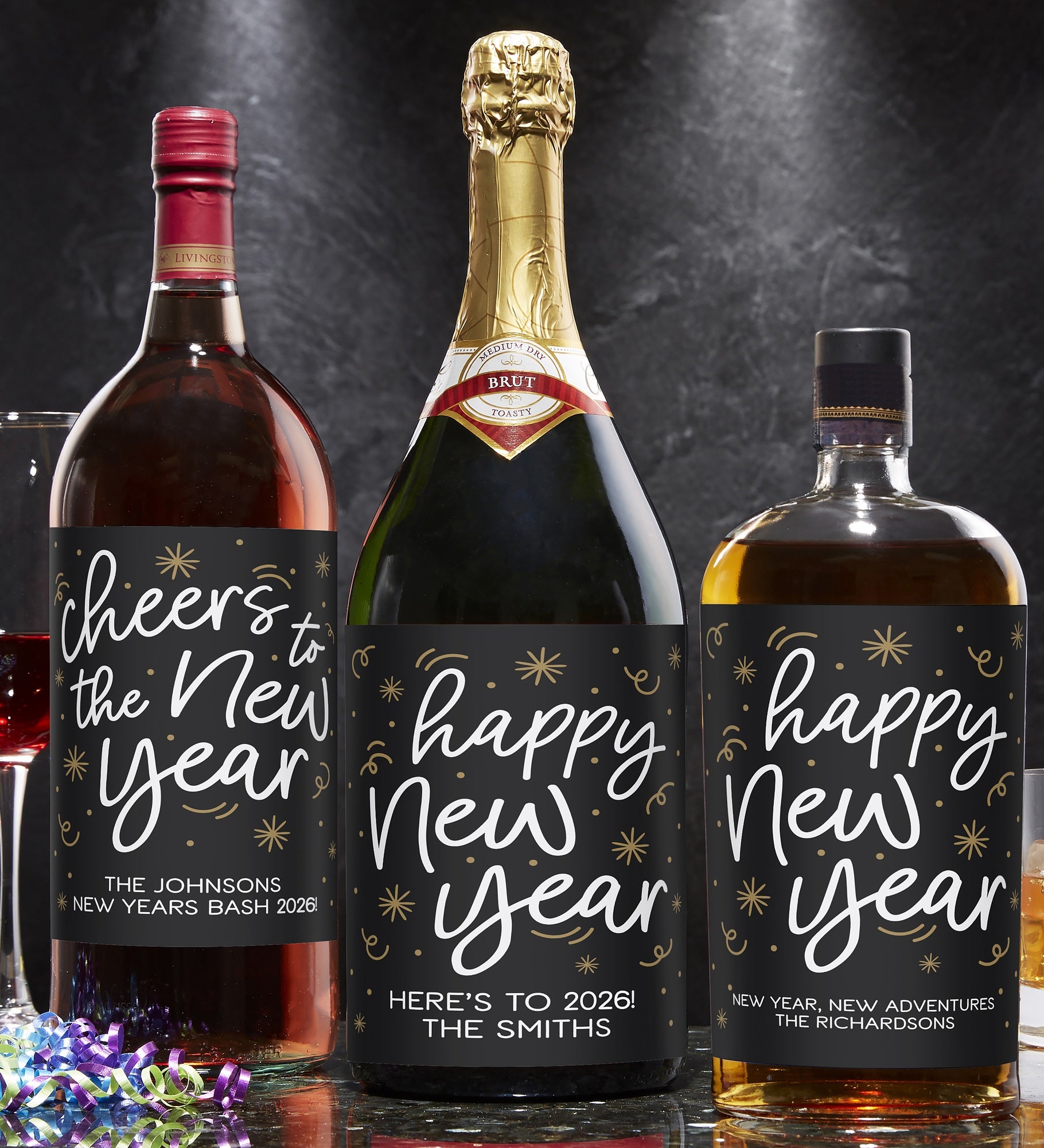 Cheers to the New Year Personalized Liquor Bottle Label
