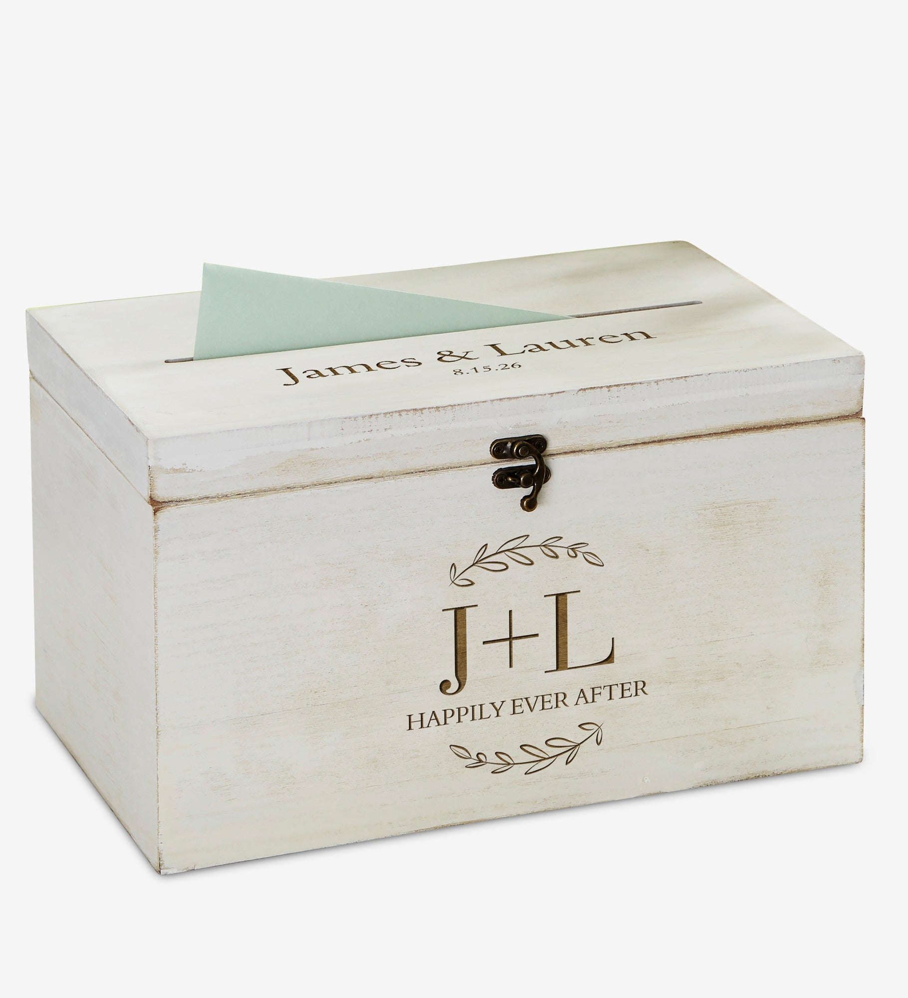 Their Initials Engraved Wedding Wooden Keepsake Card Box