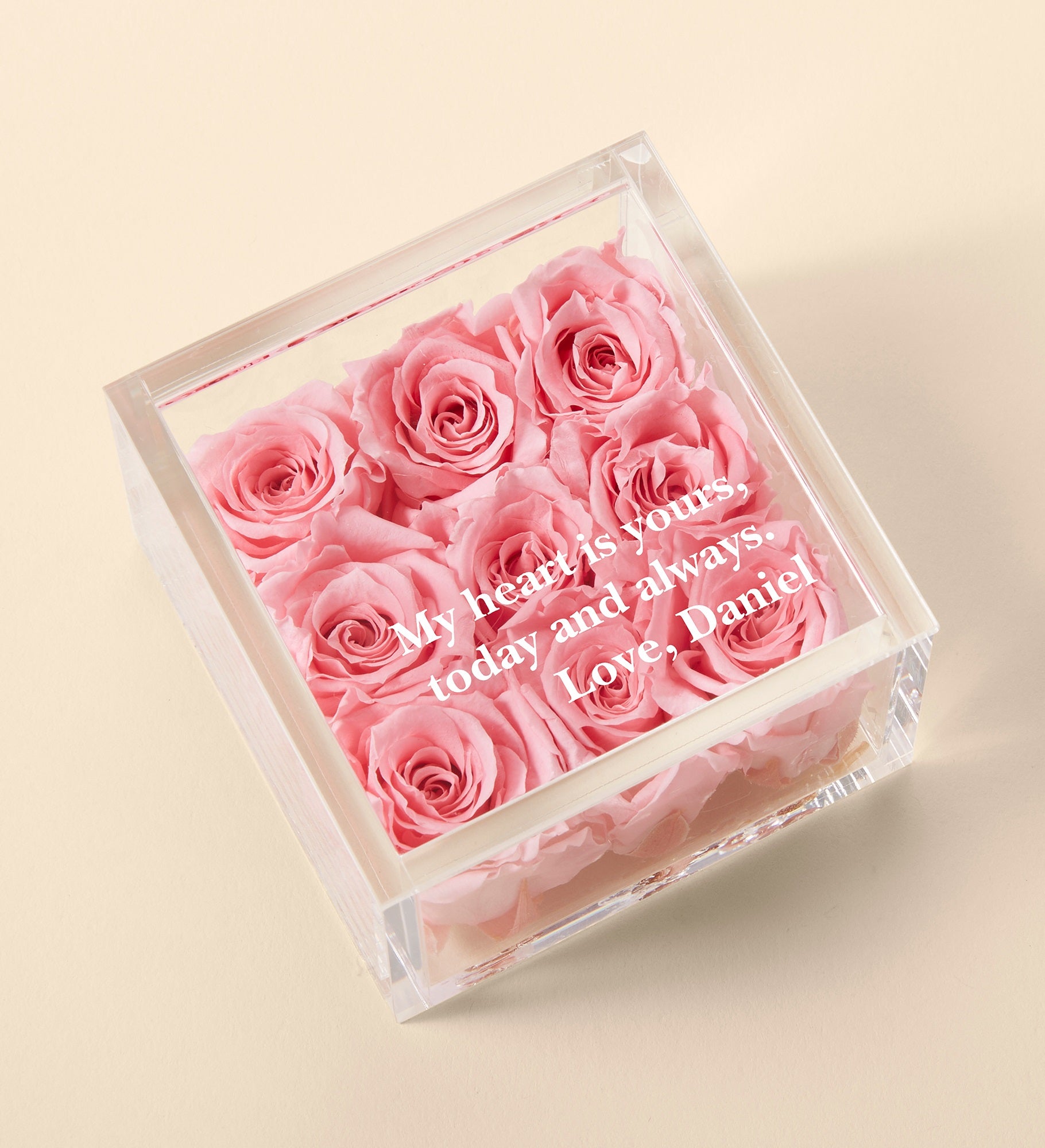 Magnificent Roses® Personalized Write Your Own Miniature Pink Rose Keepsake Box
