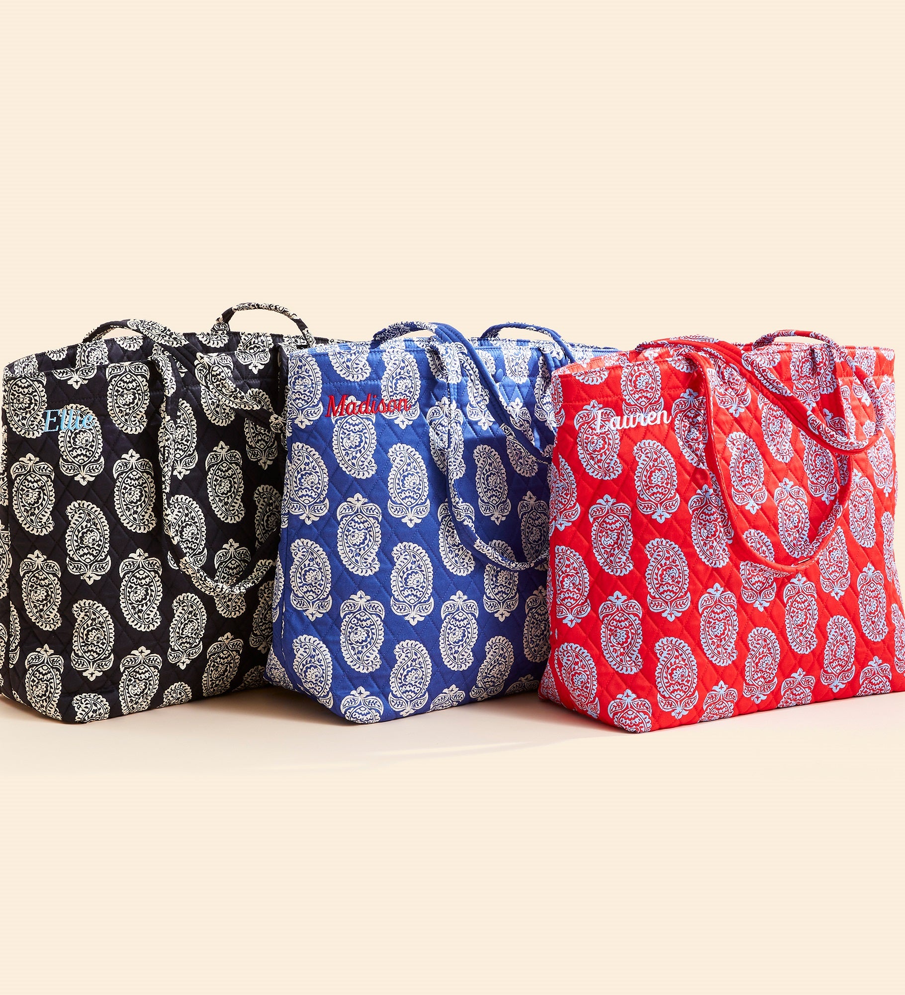 Vera Bradley Embroidered Iconic Paisley Original Tote Deep Ultramarine