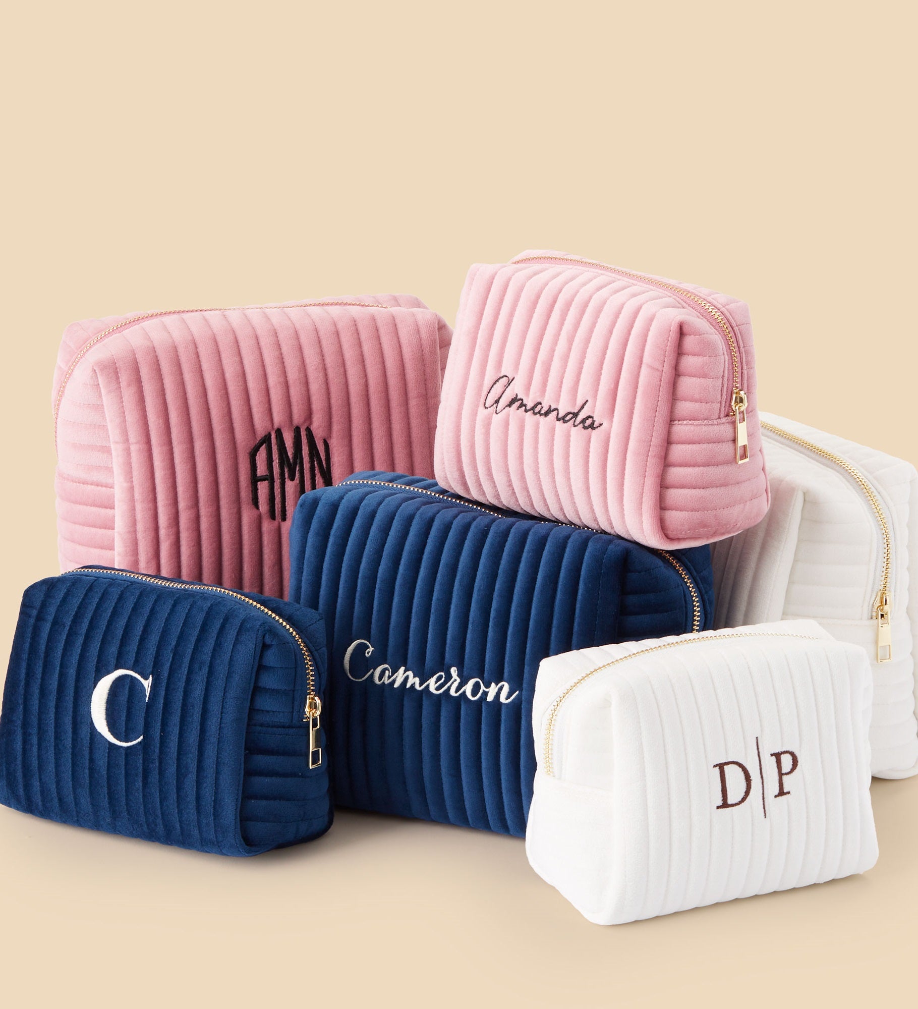 Classic Celebrations Embroidered Velvet Makeup Bags