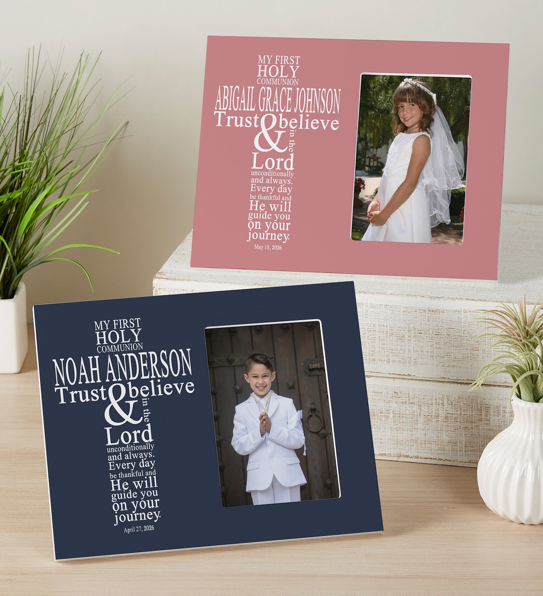 First Communion Personalized Off-Set Picture Frame