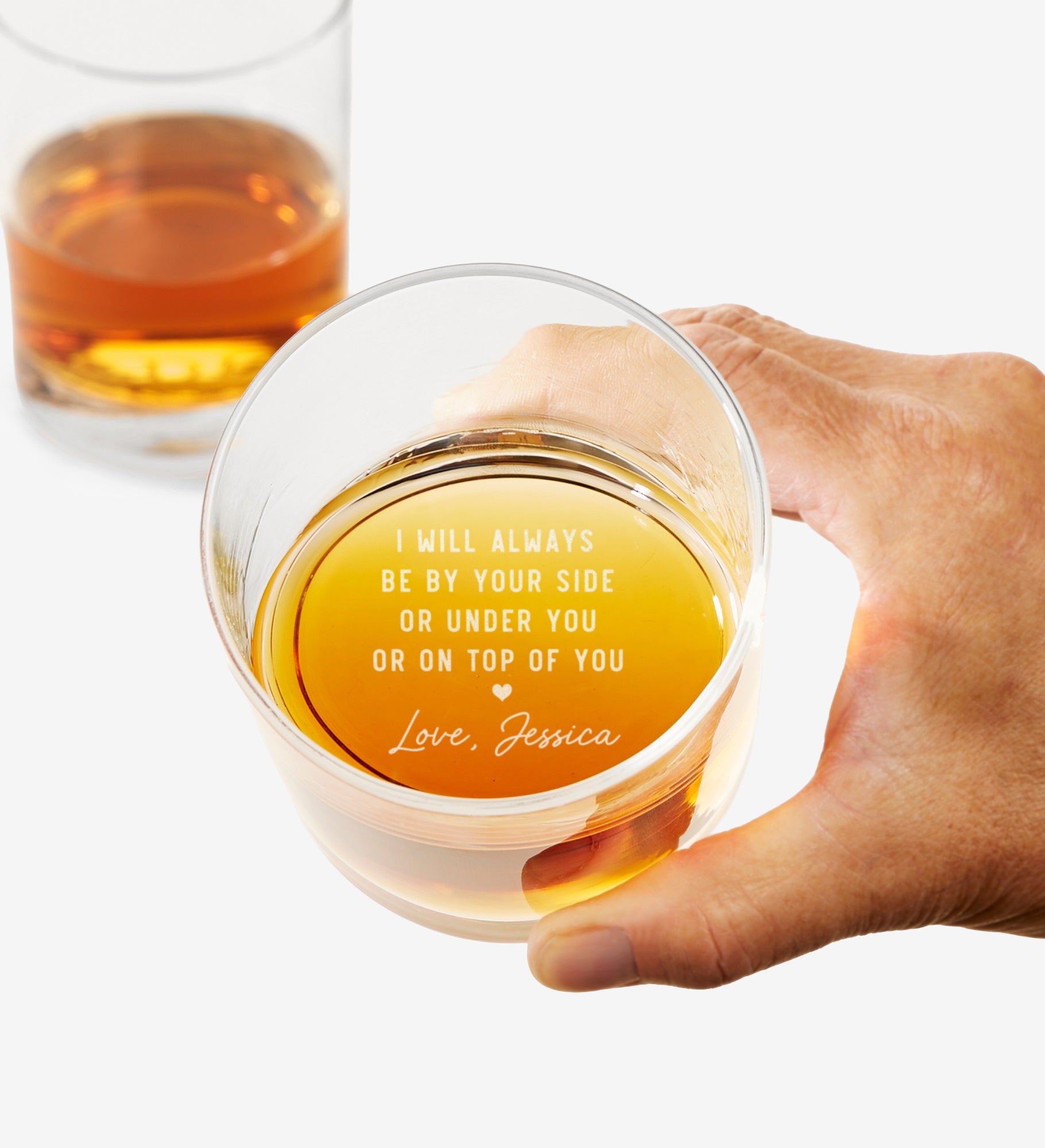 Love on the Rocks Engraved Secret Message Whiskey Glass
