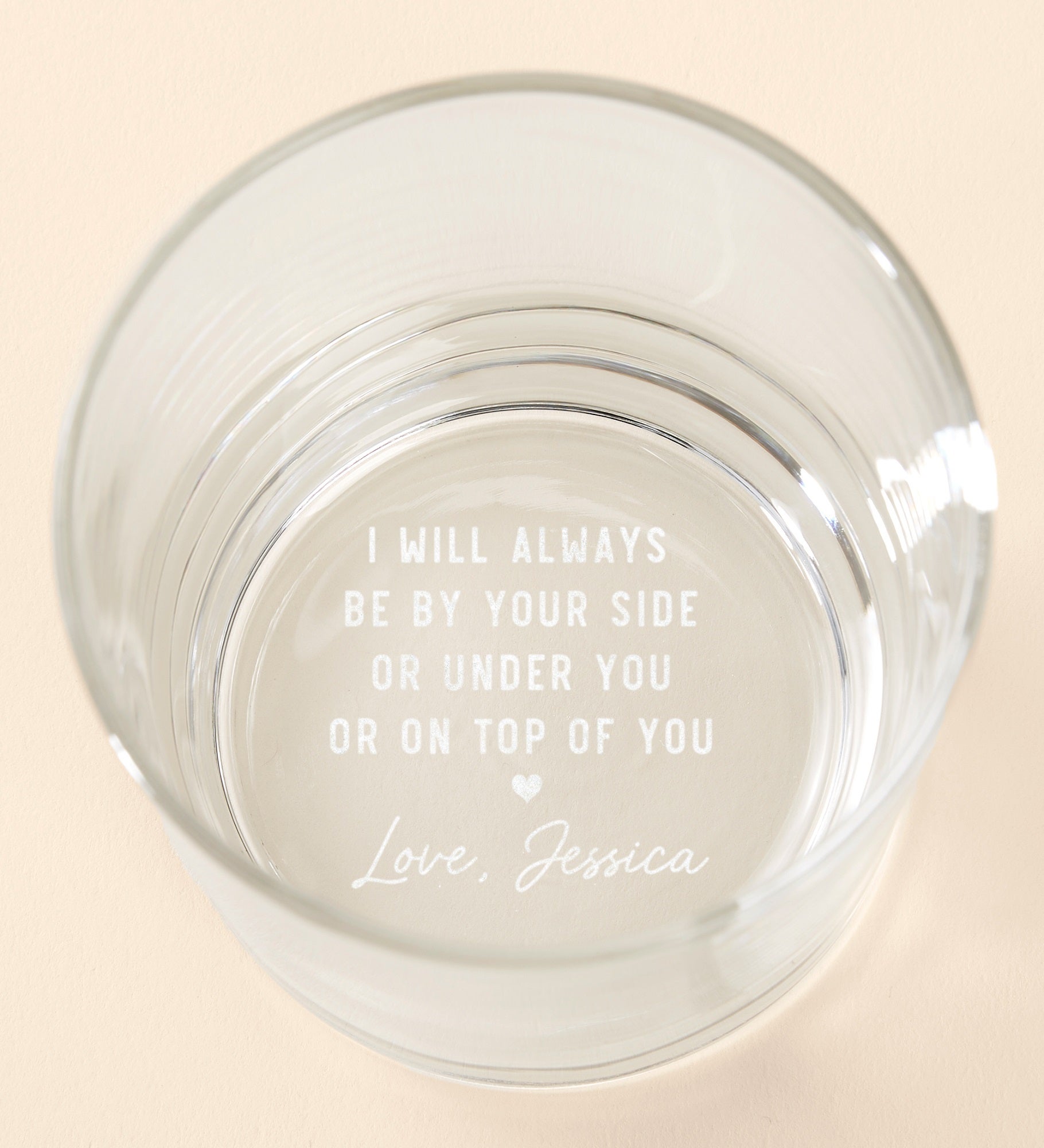 Love on the Rocks Engraved Secret Message Whiskey Glass