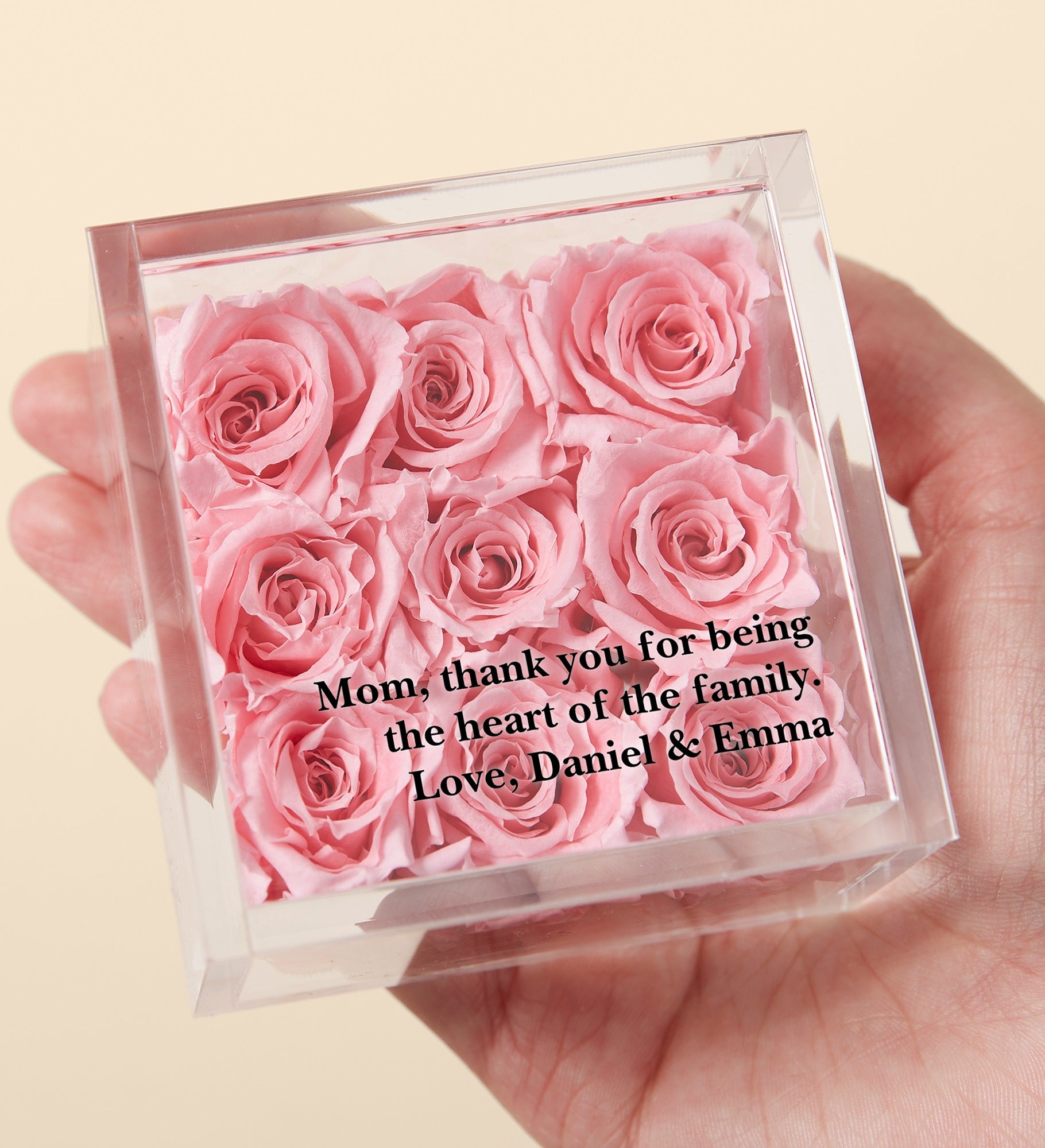 Magnificent Roses® Personalized For Mom Miniature Pink Rose Keepsake Box