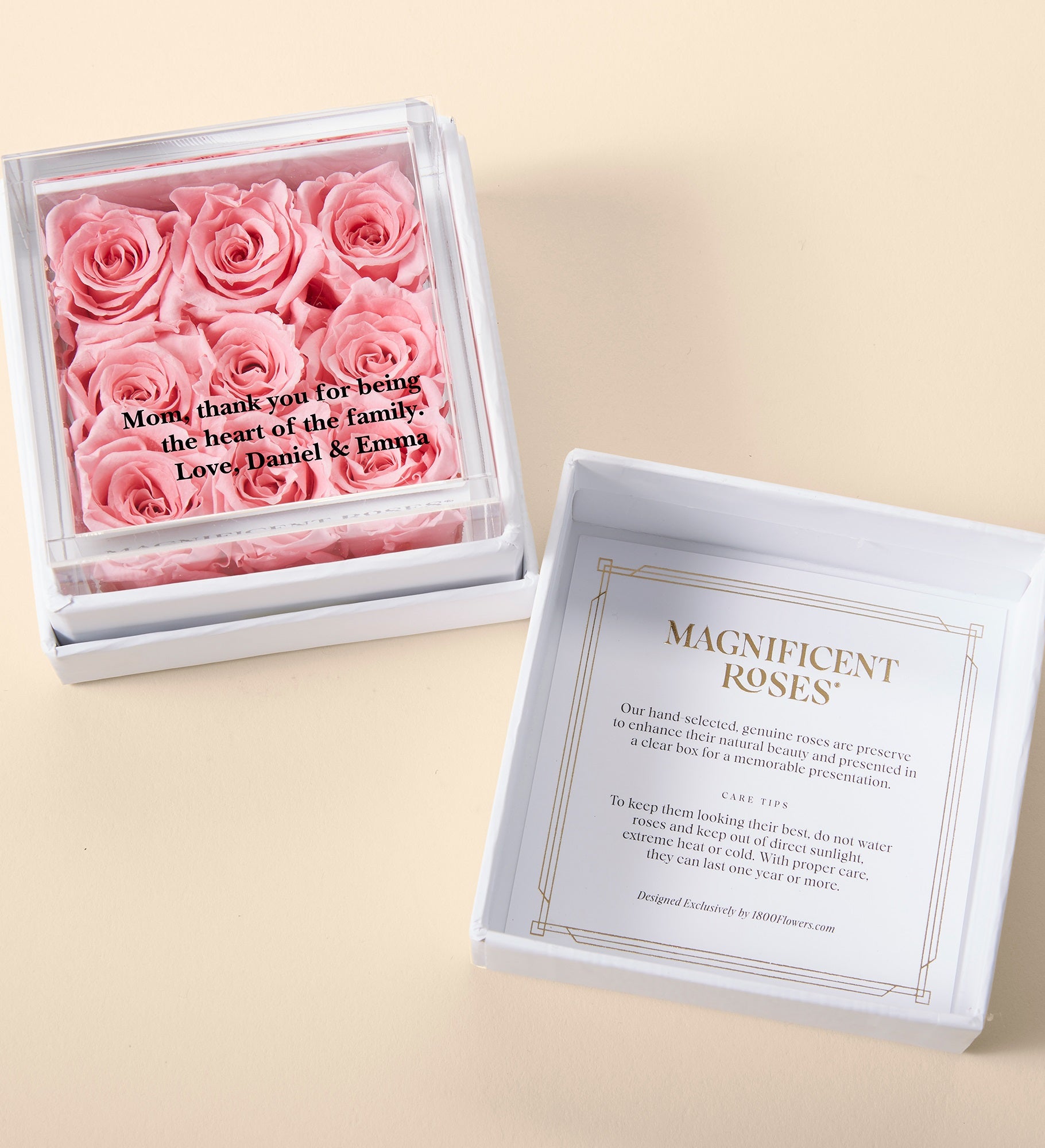 Magnificent Roses® Personalized For Mom Miniature Pink Rose Keepsake Box