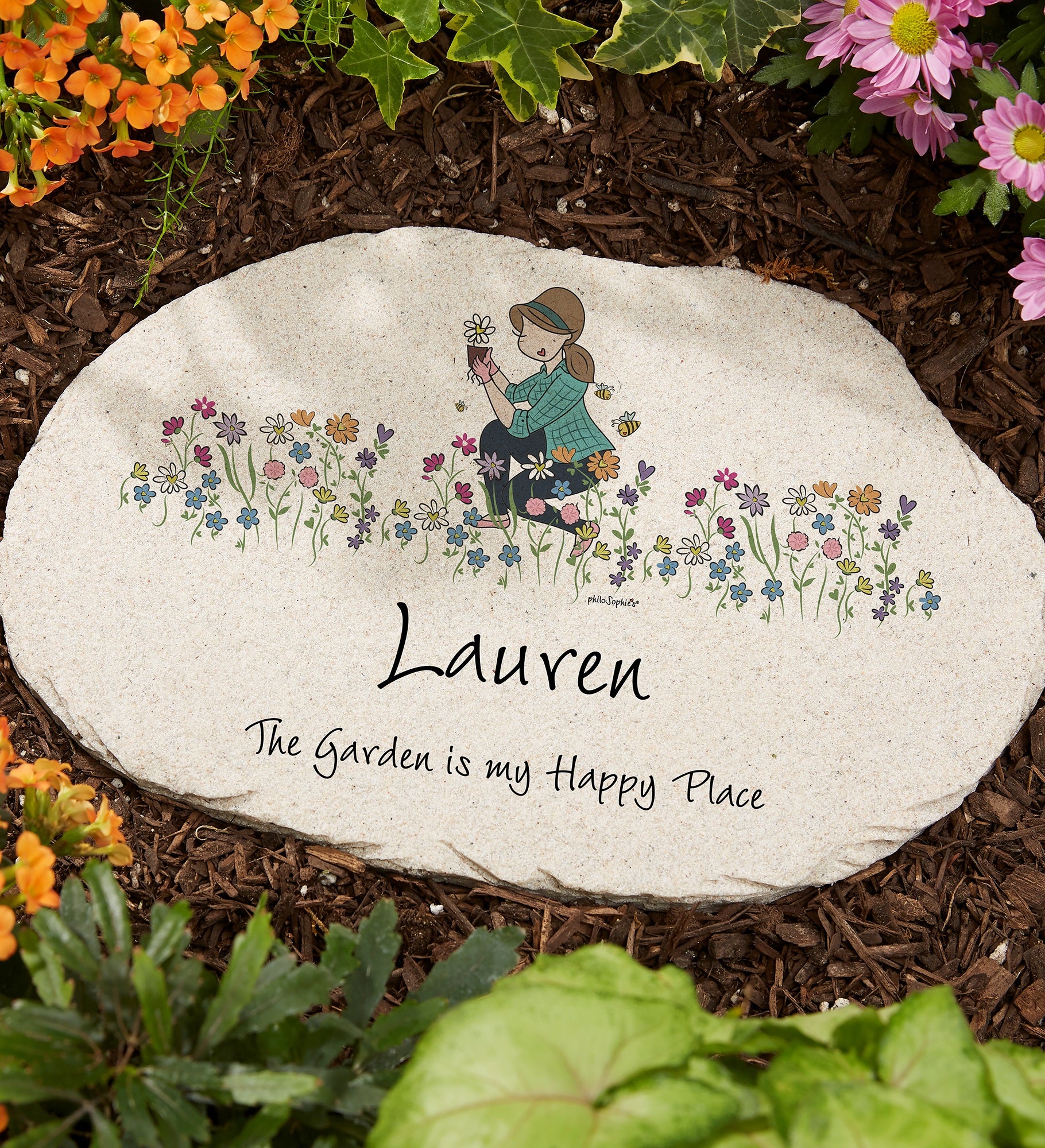 Garden philo Sophie's® Personalized Round Garden Stone