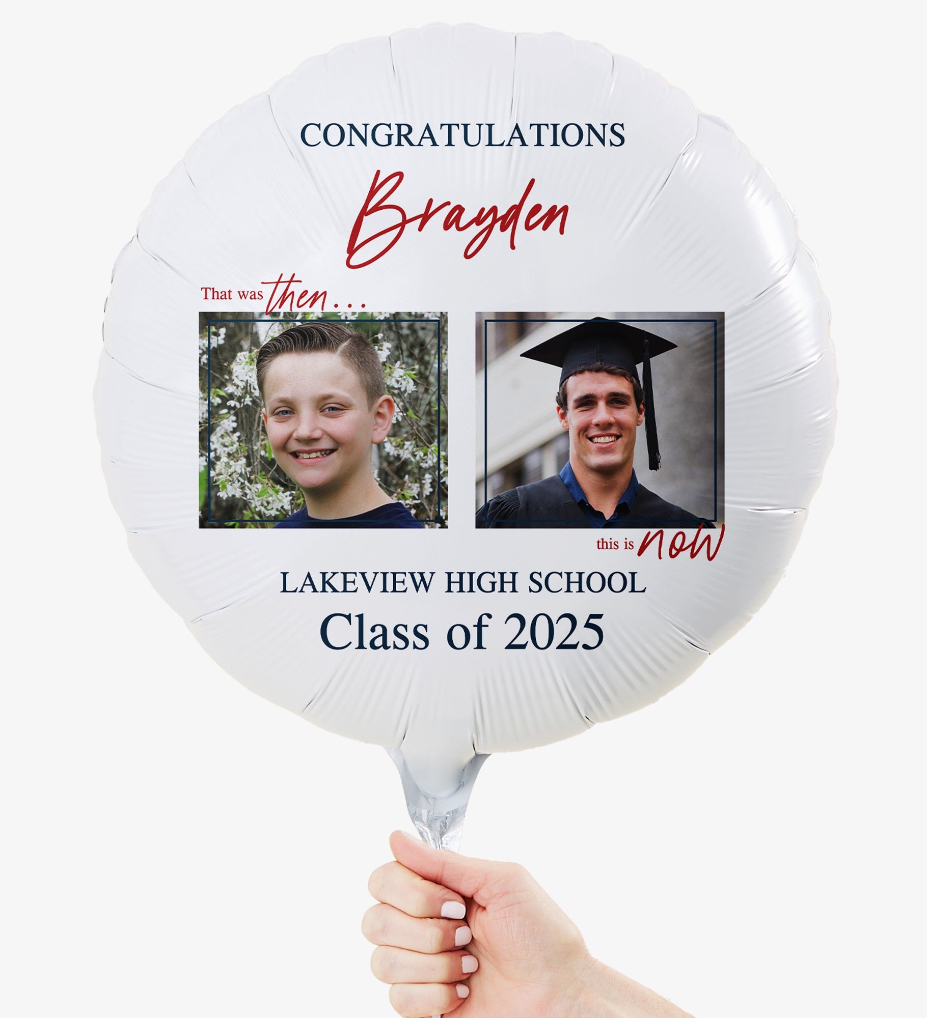 Then & Now Graduate Personalized 18" Foil Photo Balloon