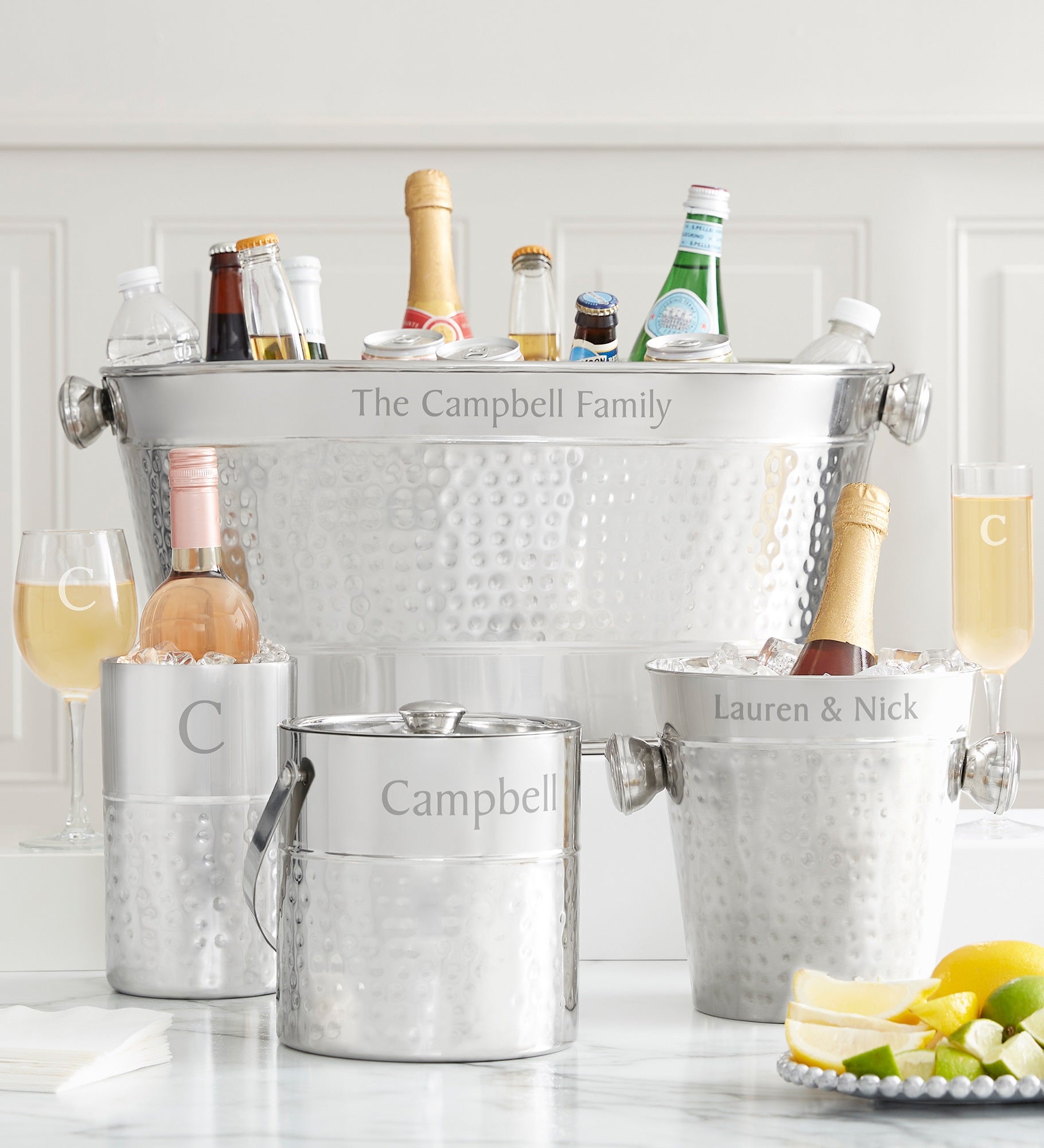 Hampton Collection Engraved Chiller and Ice Bucket