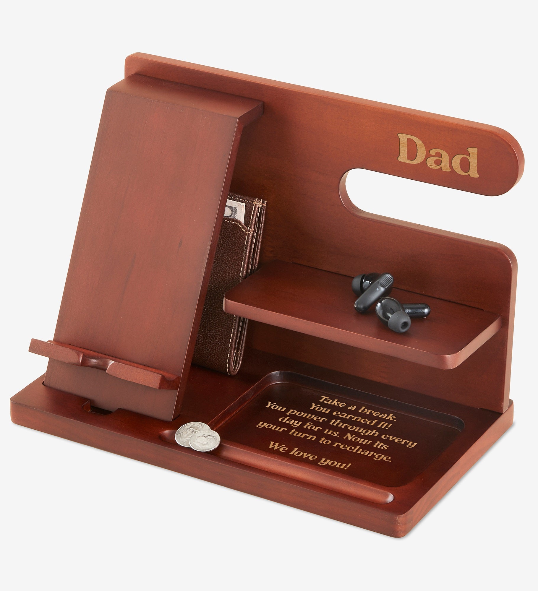 Dad Message Personalized Wood Docking Station