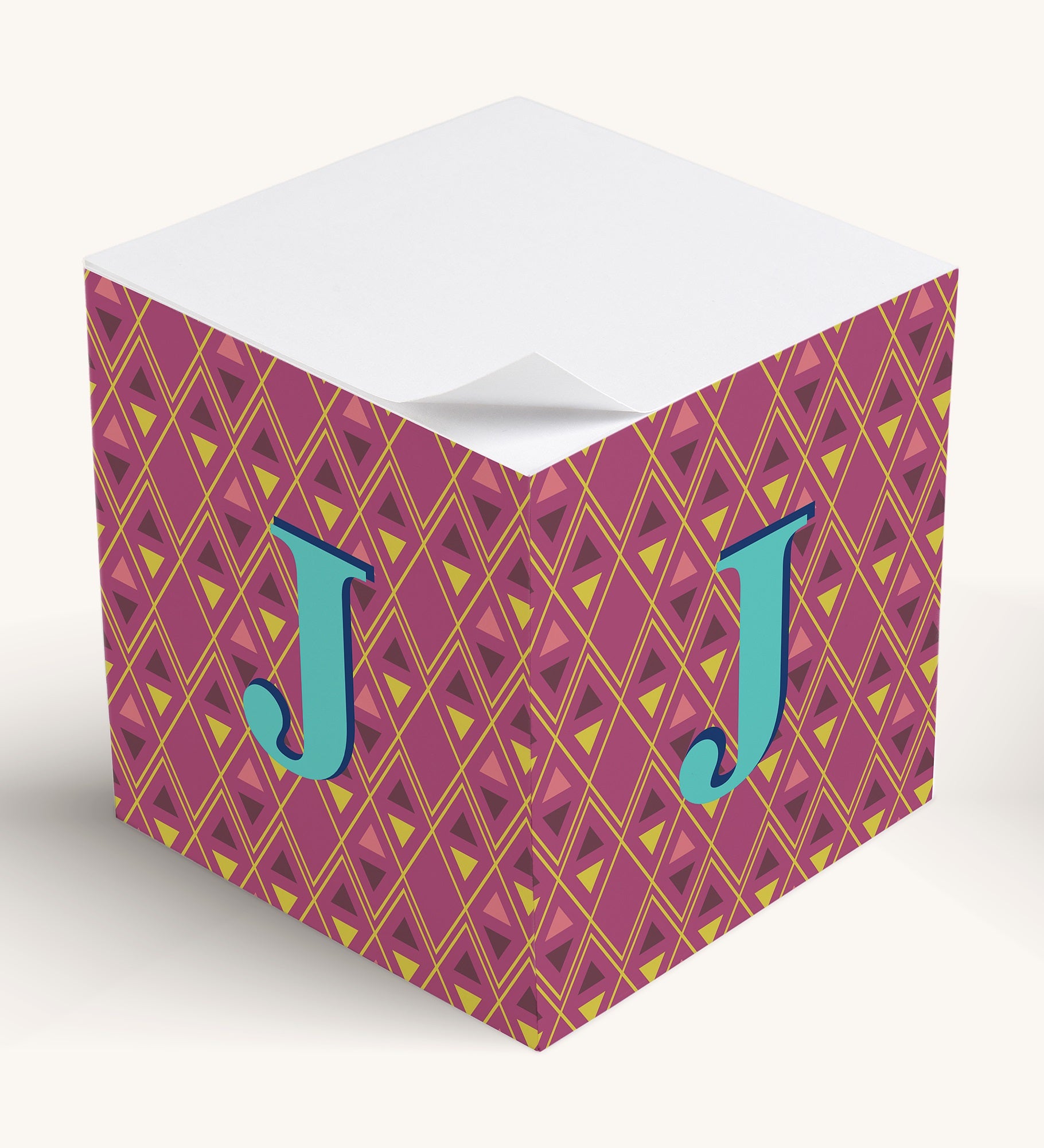 Geometric Monogram Personalized Paper Note Cube