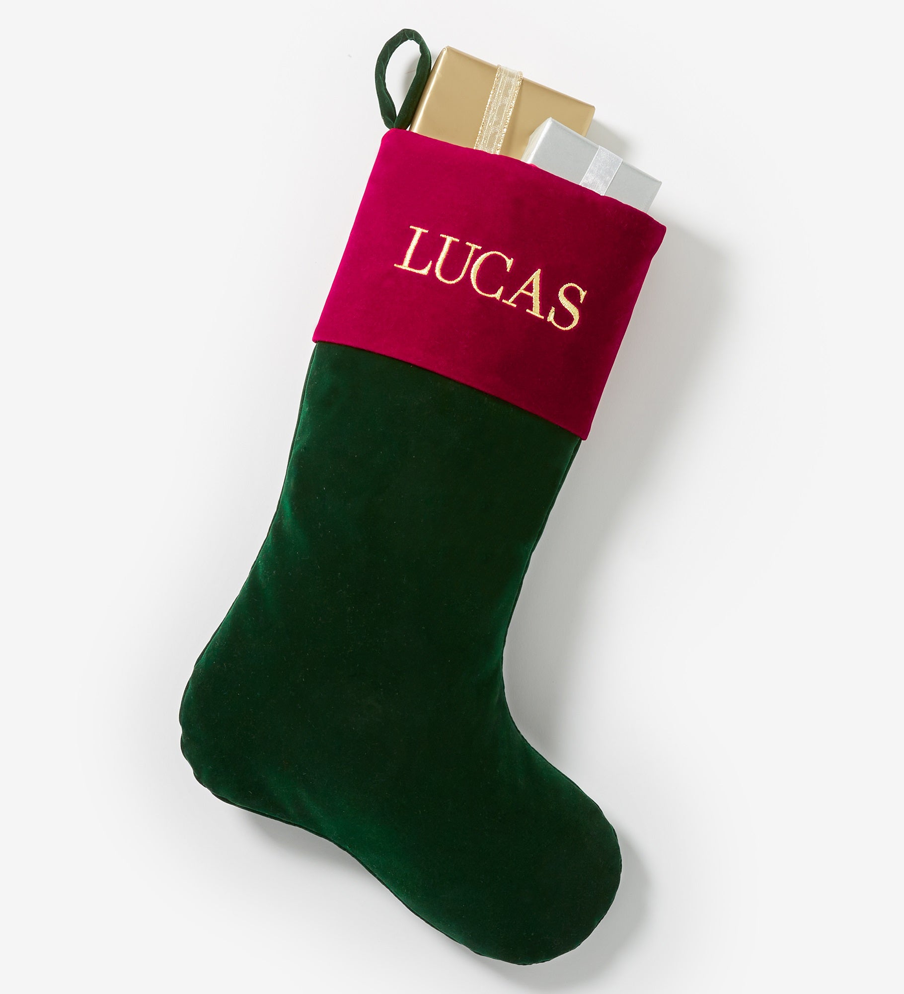 Yuletide Elegance Embroidered Velvet Stocking