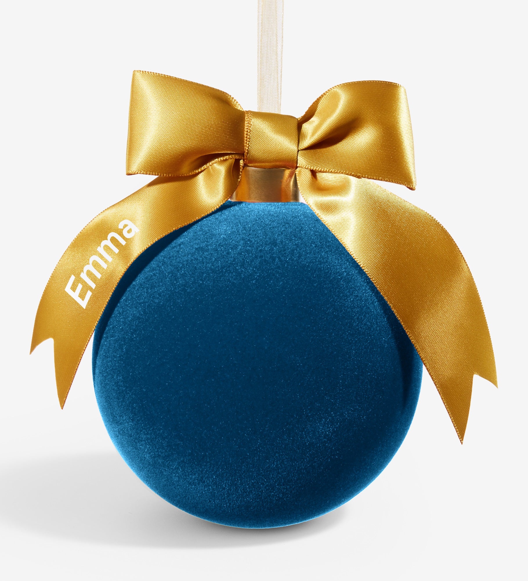 Holiday Bow-Tied Personalized Velvet Ball Ornament