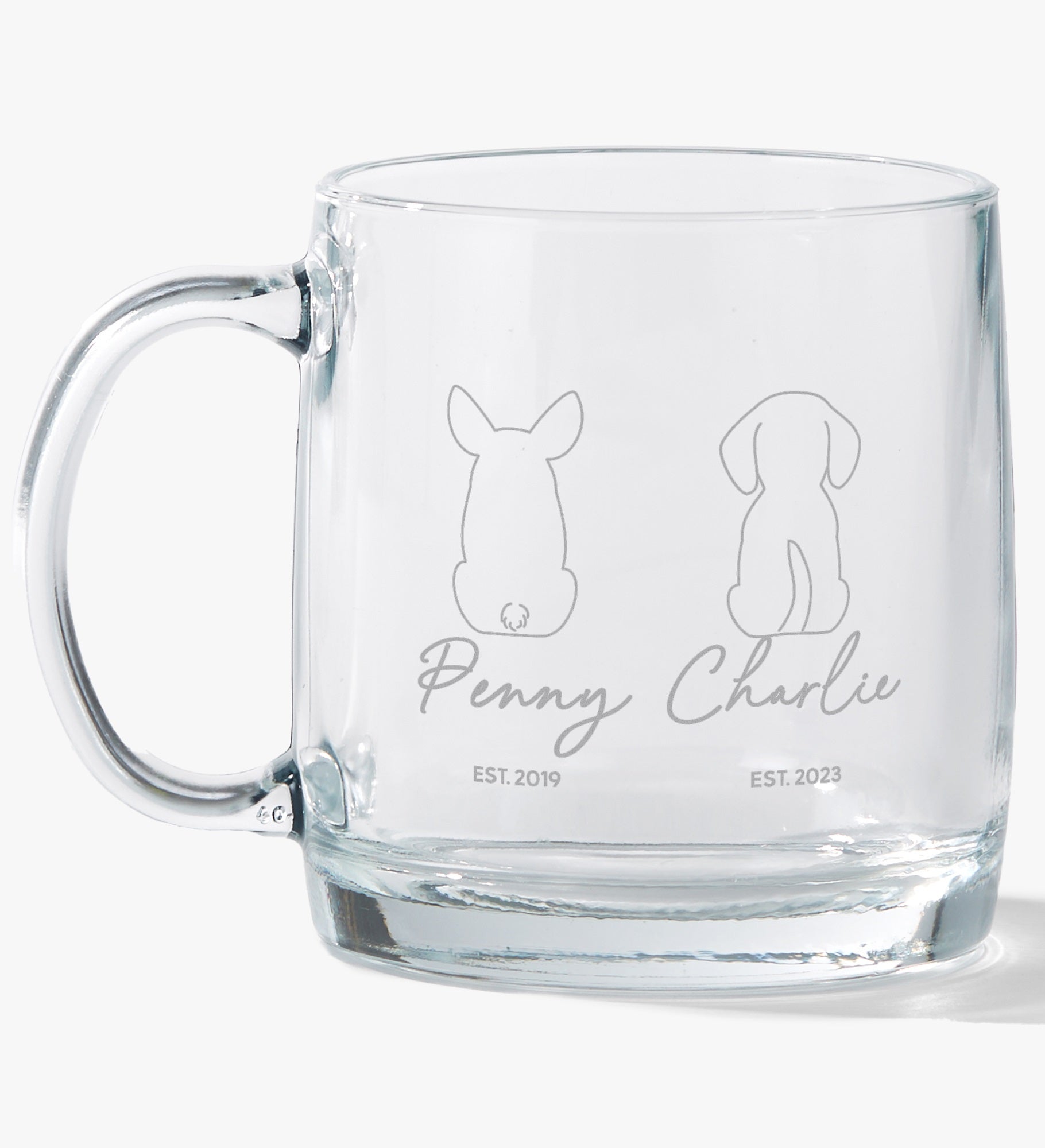 Pet Outlines Engraved 12.5oz Glass Wide Mug