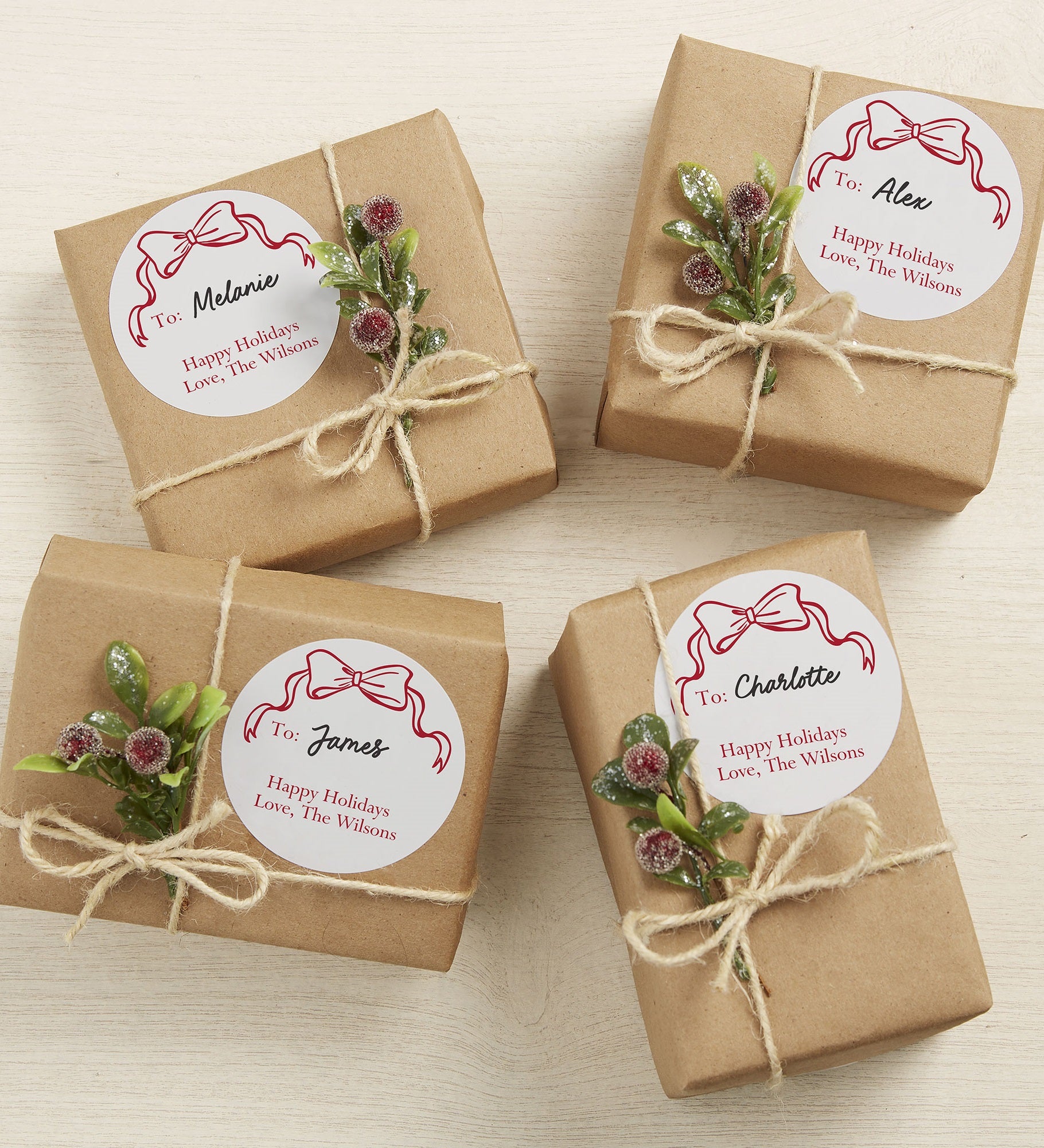 Christmas Bow Personalized Gift Stickers