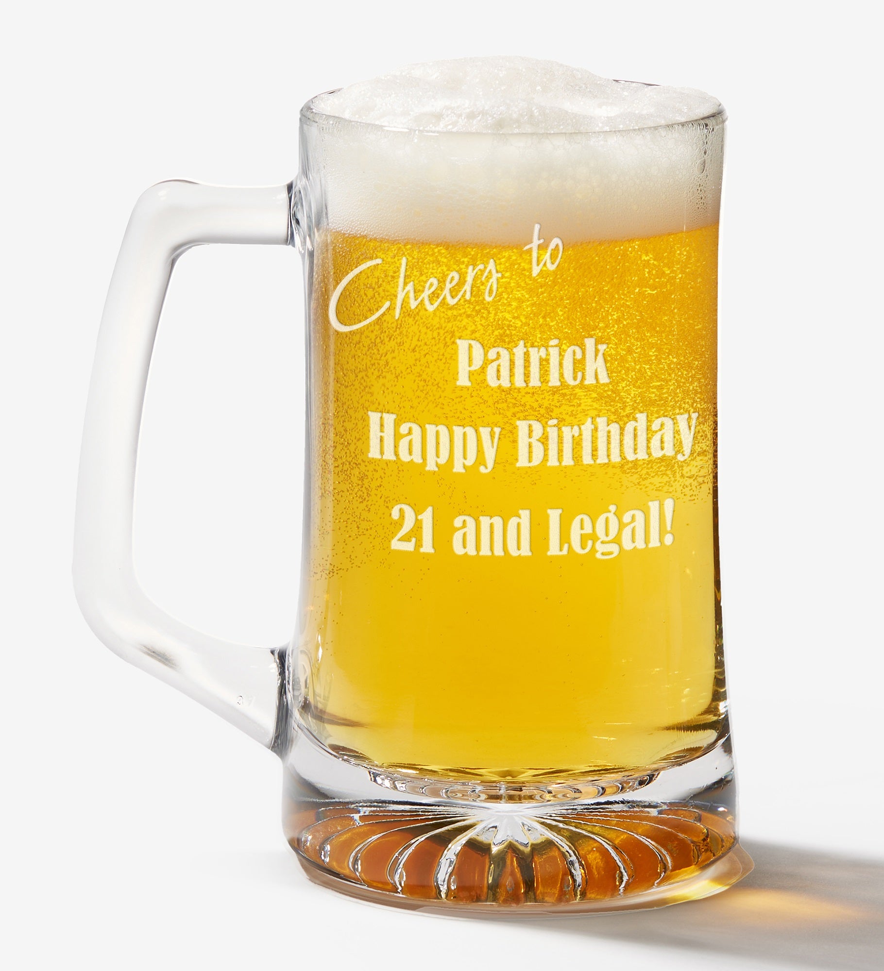 Happy Birthday oz. Engraved Beer Mug