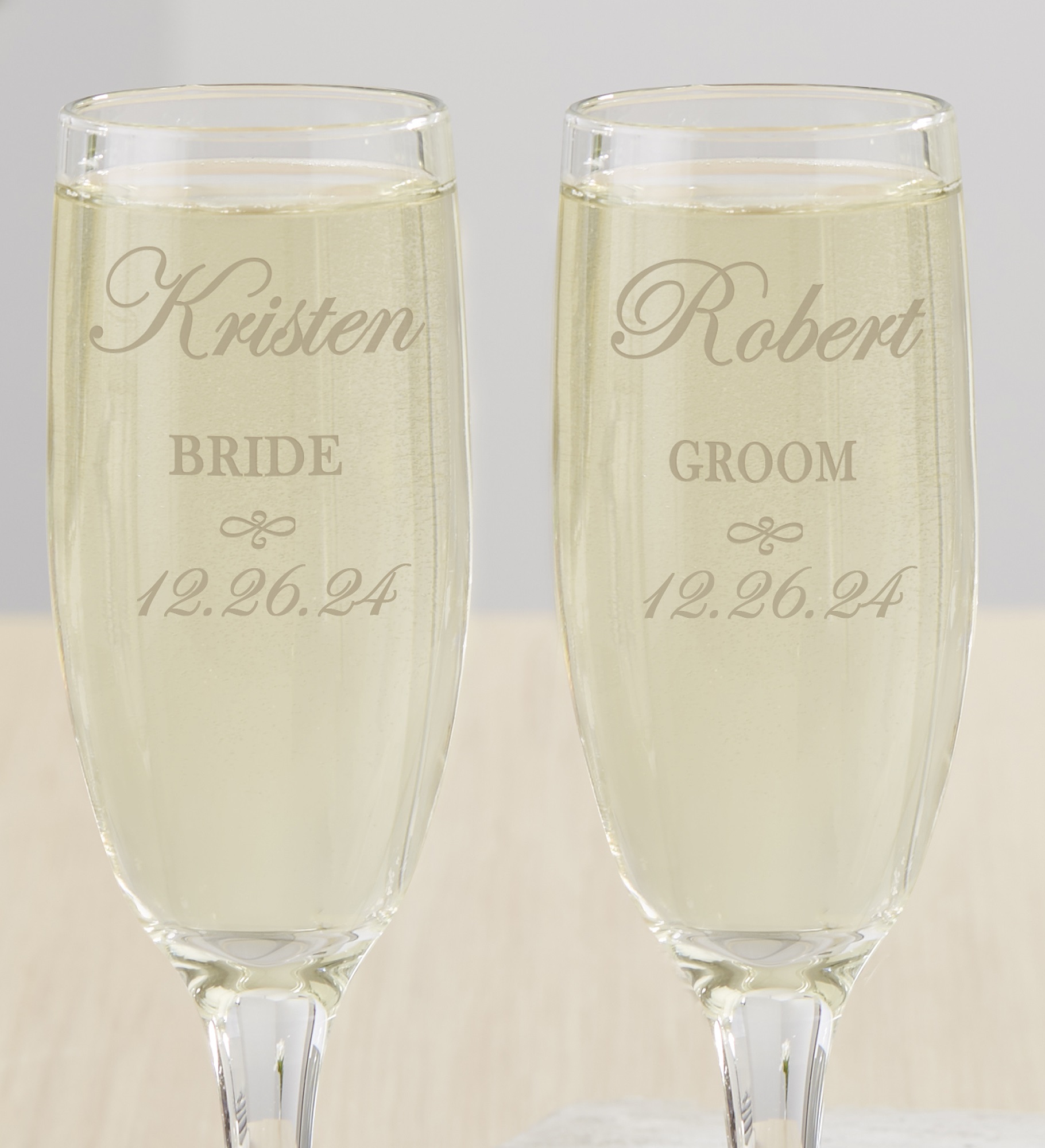 Wedding Couple Personalized Champagne Flute Set 