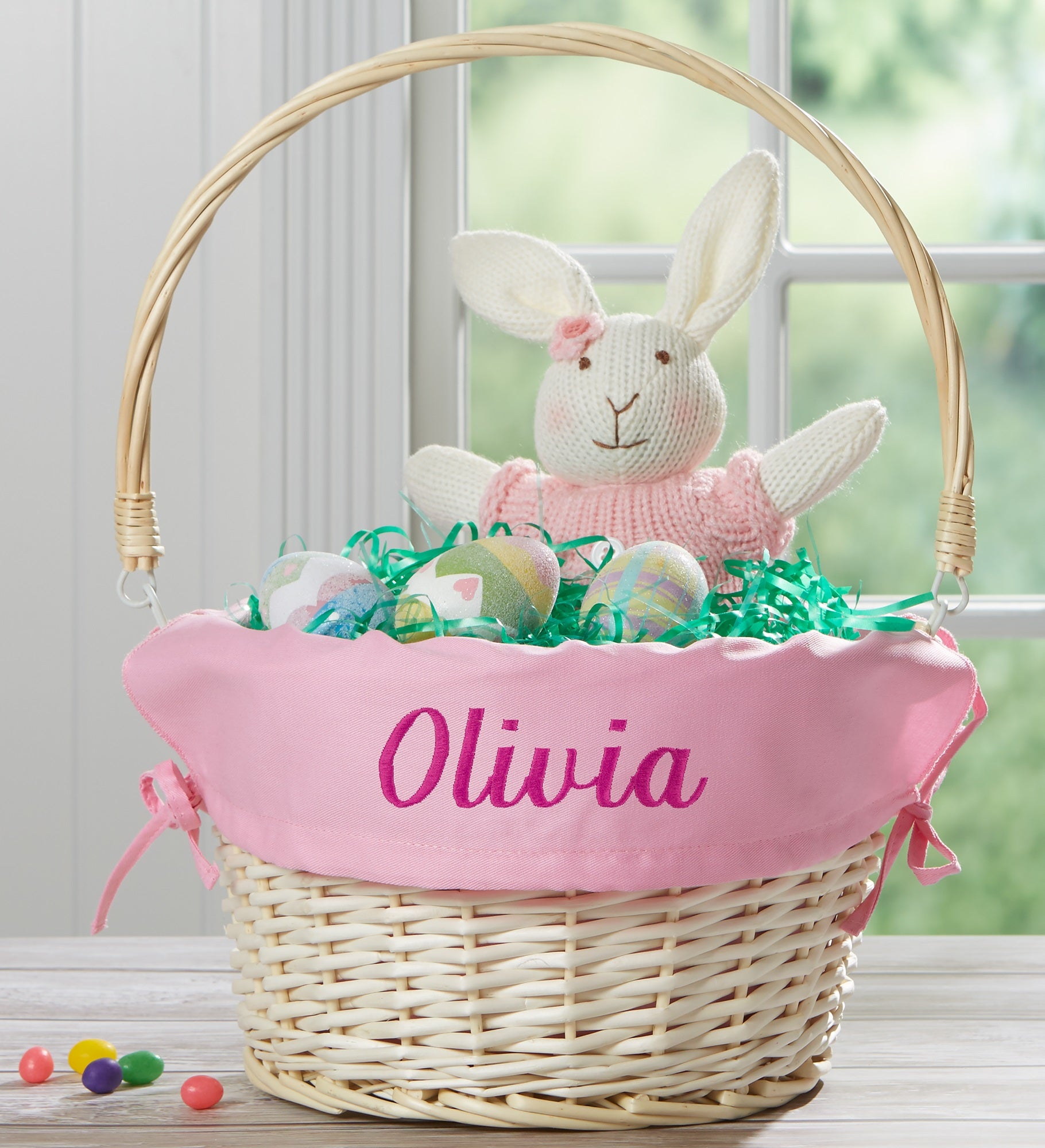 Personalized Willow Easter Basket with Folding Handle