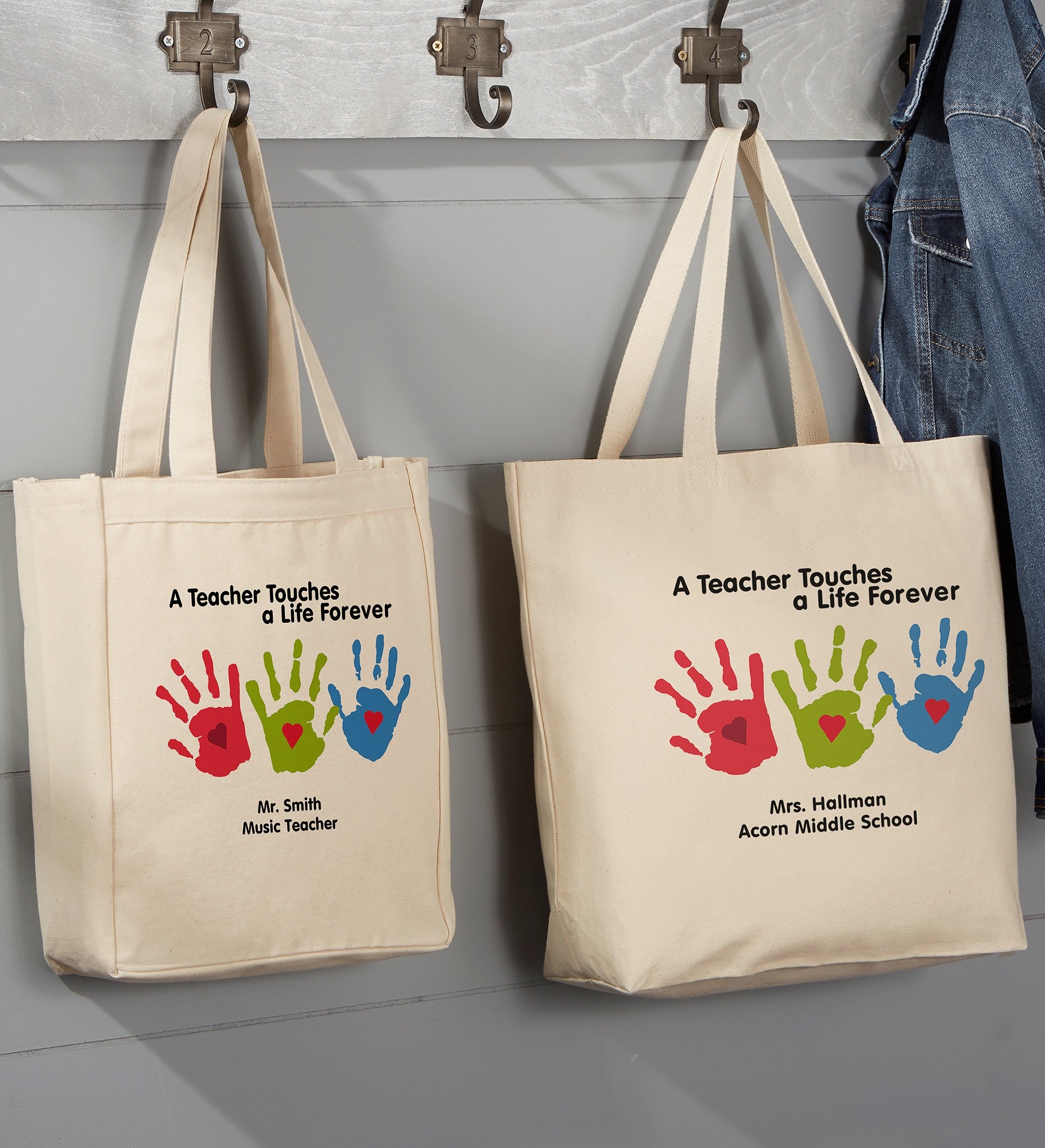 Touches A Life Personalized Teacher Canvas Tote Bags