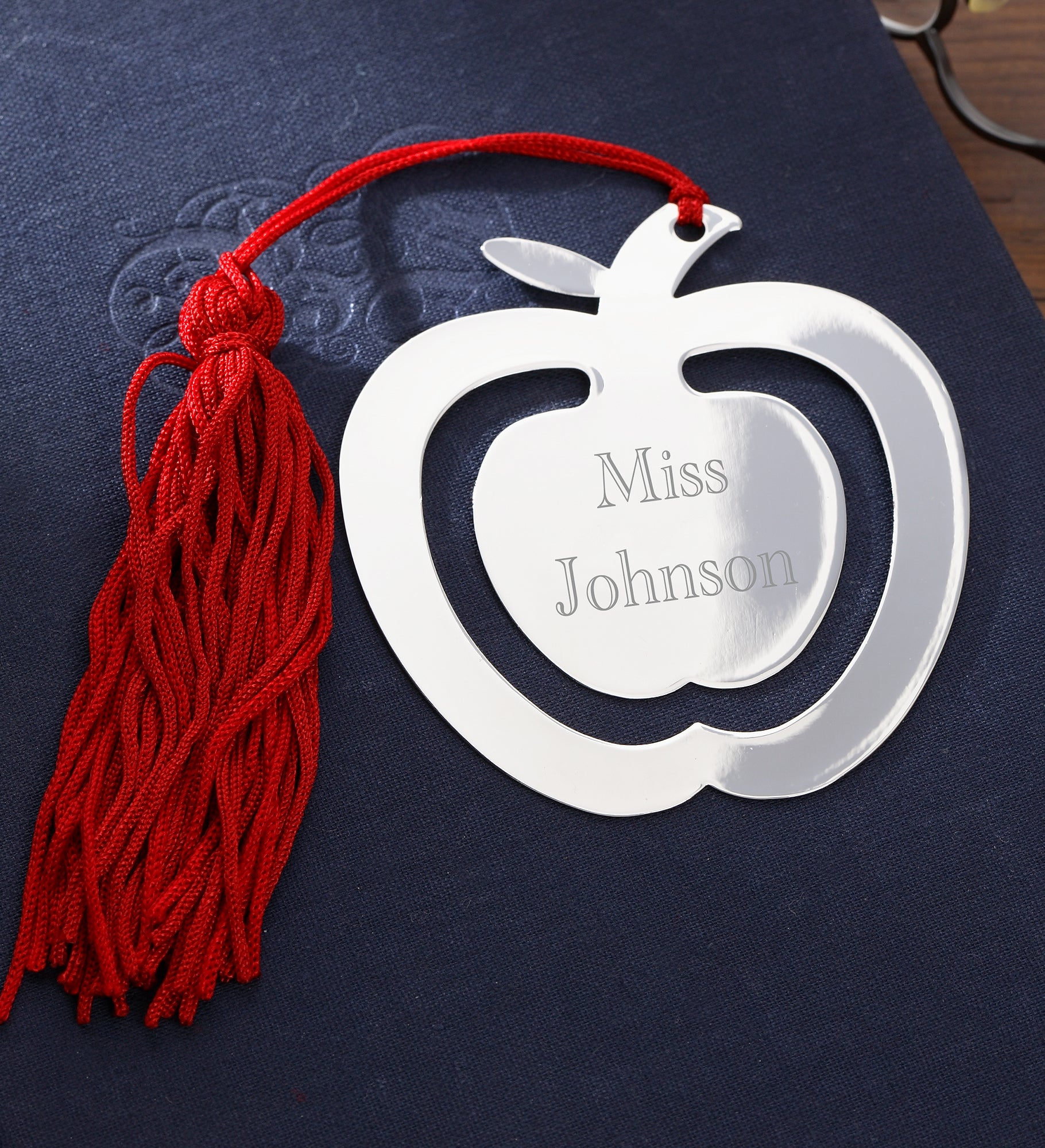 Personalized Red Tassel Apple Bookmark