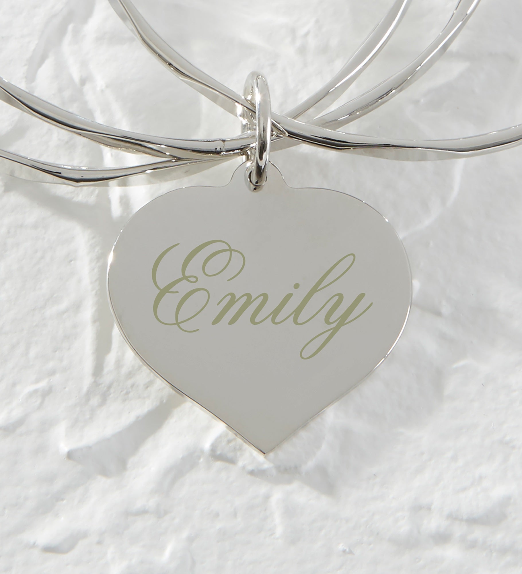 Personalized Heart Charm Bangle Bracelet