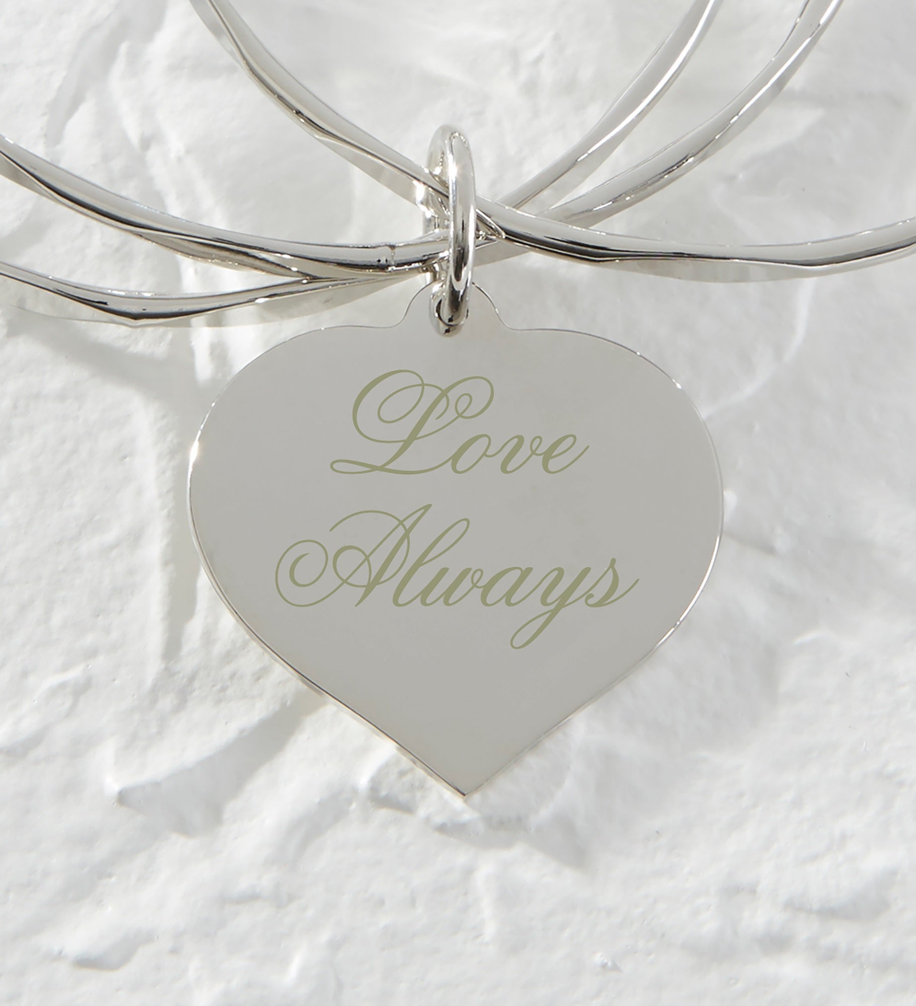 Personalized Heart Charm Bangle Bracelet