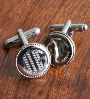 Personalized Silver Beaded Cufflinks