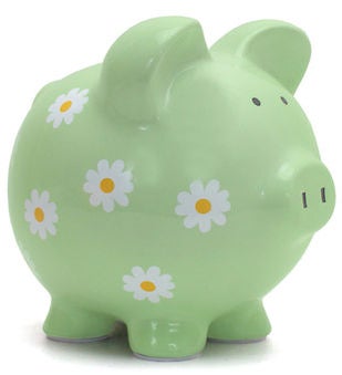 Personalized Hand-Painted Daisy Piggy Bank